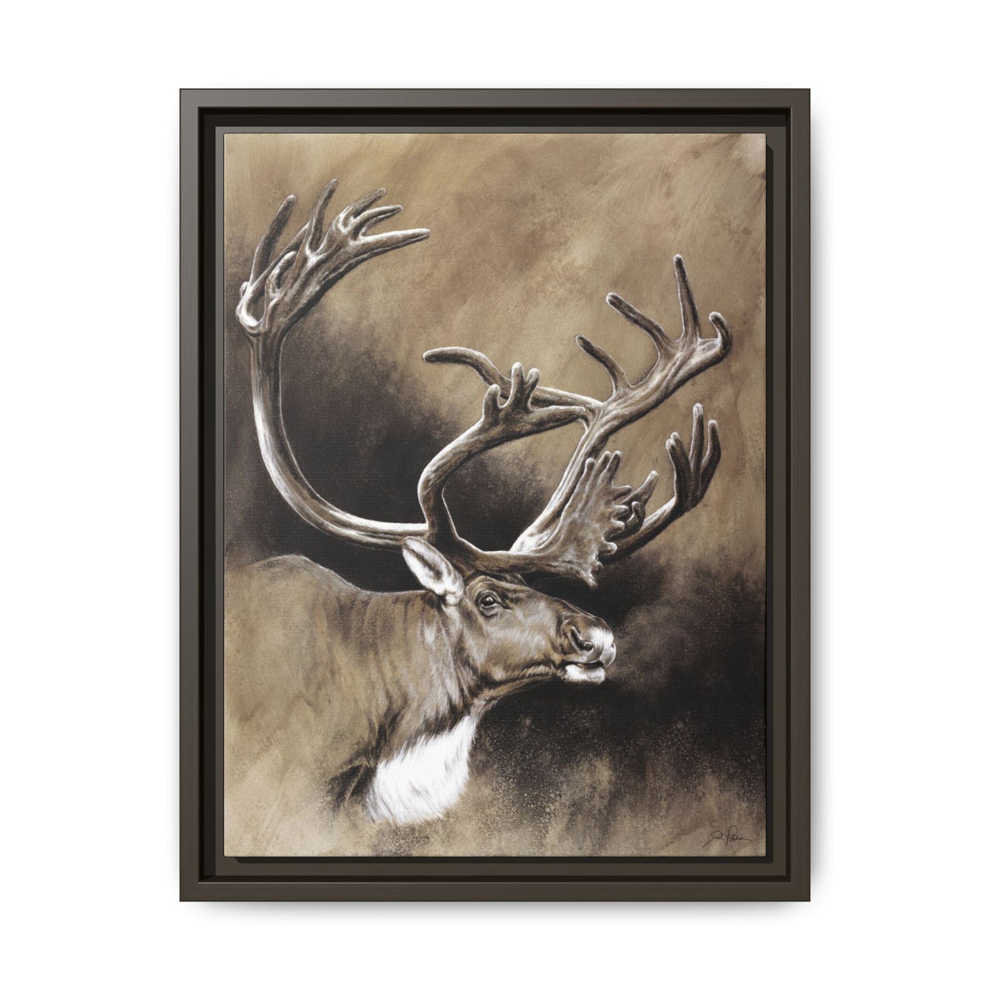 "Caribou" Framed Canvas