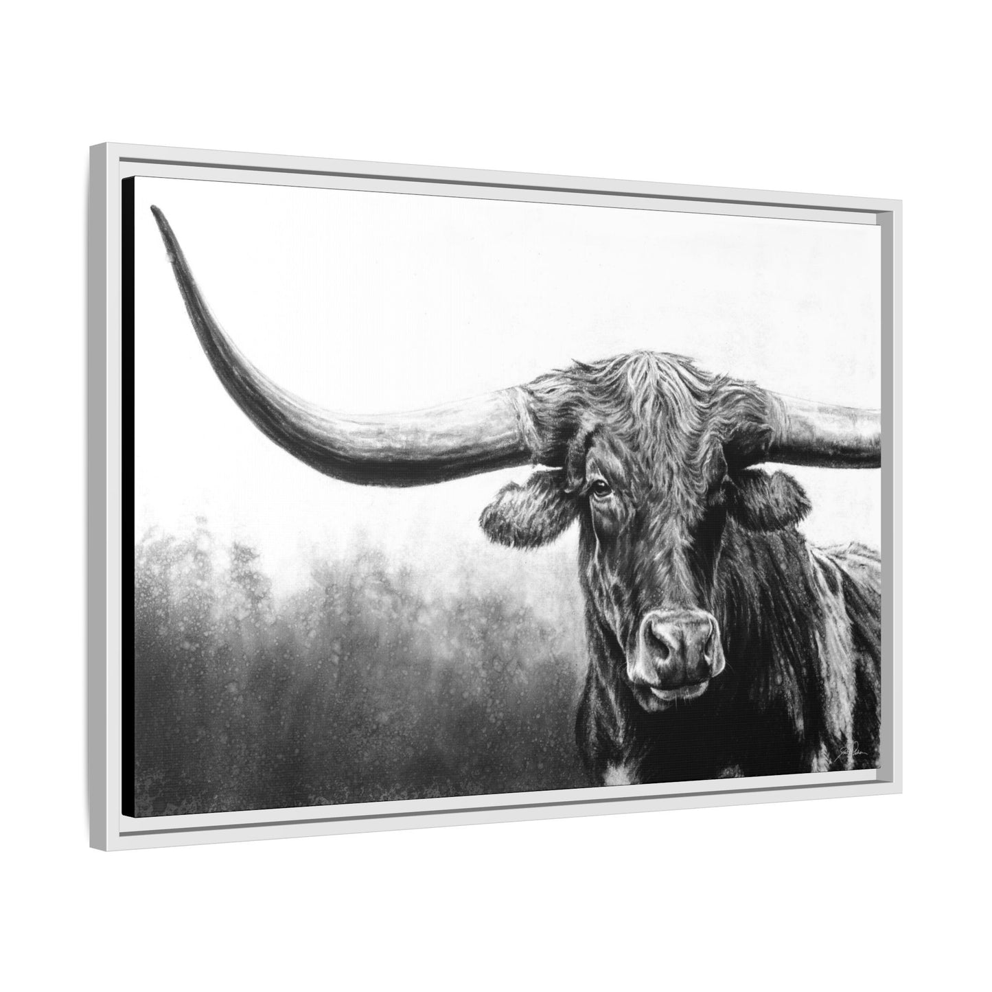 "Longhorn" Framed Canvas