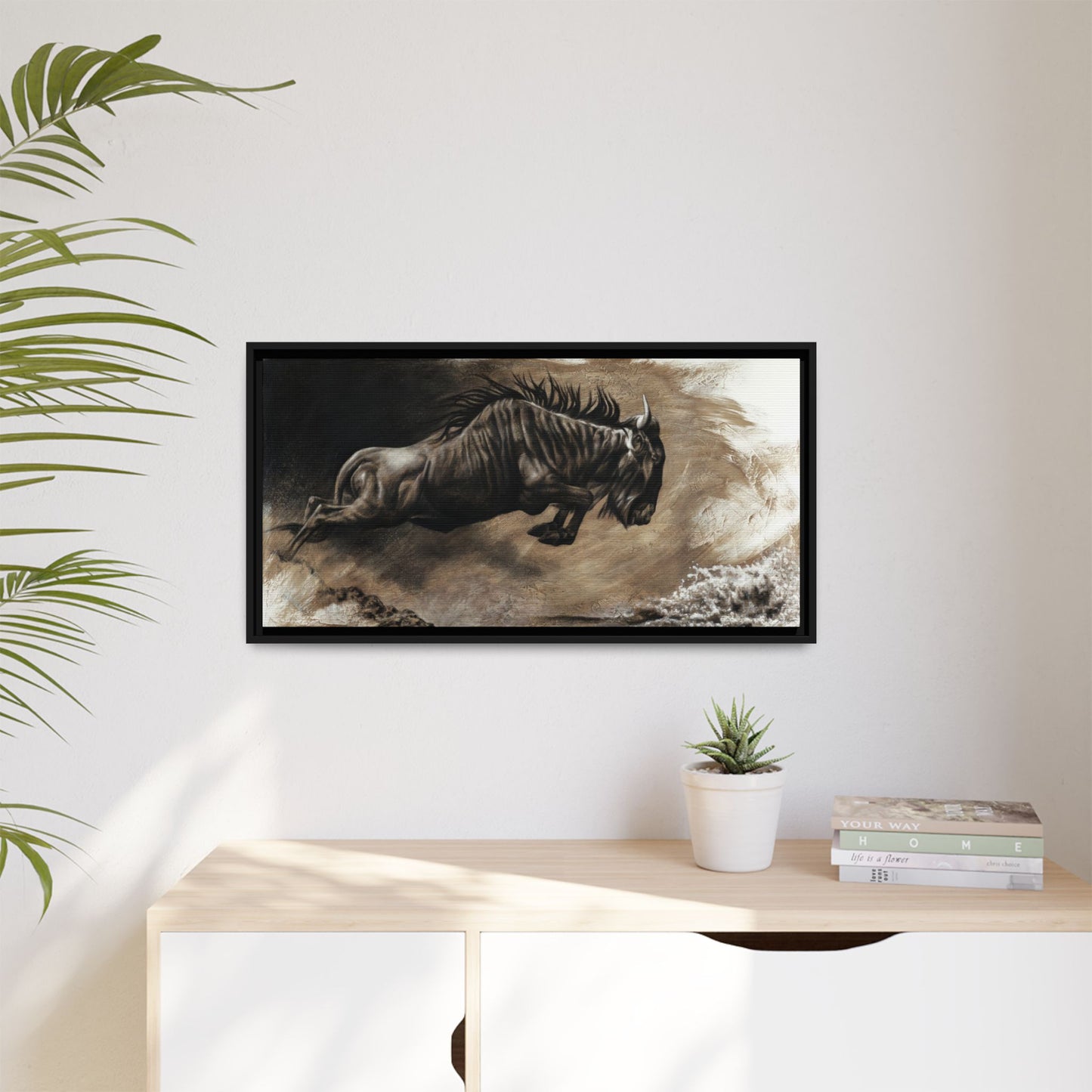 "Wildebeest" Framed Canvas