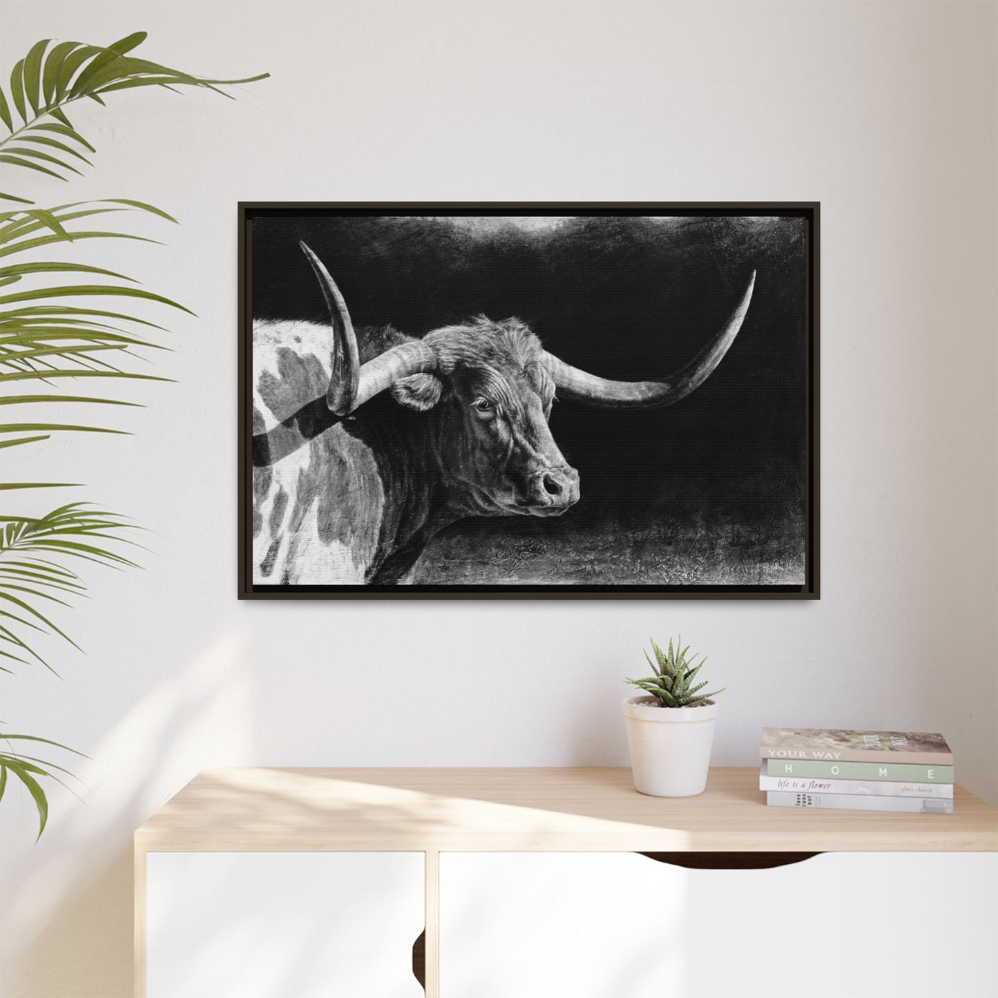 "Longhorn II" Framed Canvas