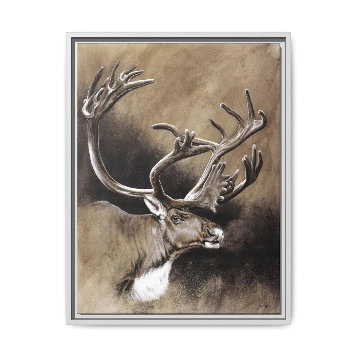 "Caribou" Framed Canvas