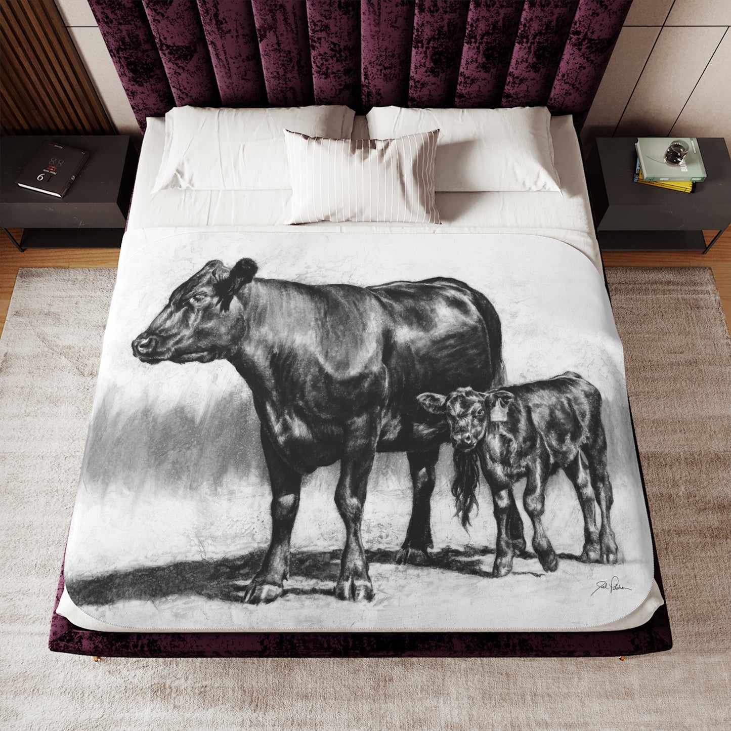"Mama Cow & Calf" Sherpa Blanket.