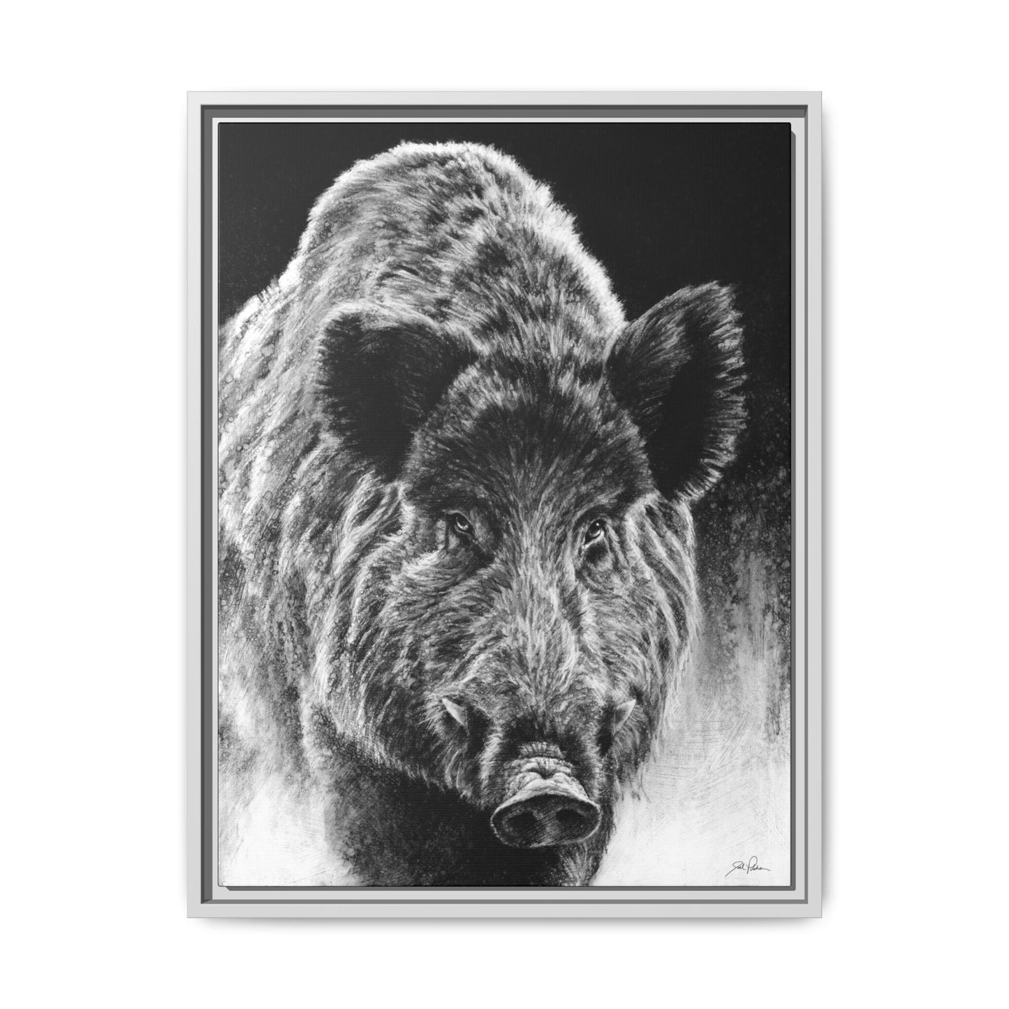 "Wild Boar" Framed Canvas