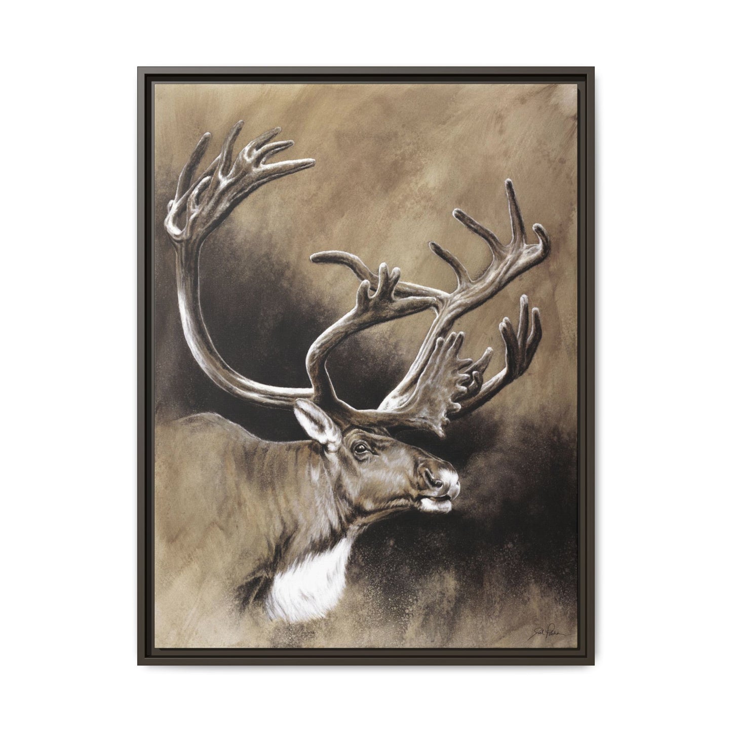 "Caribou" Framed Canvas