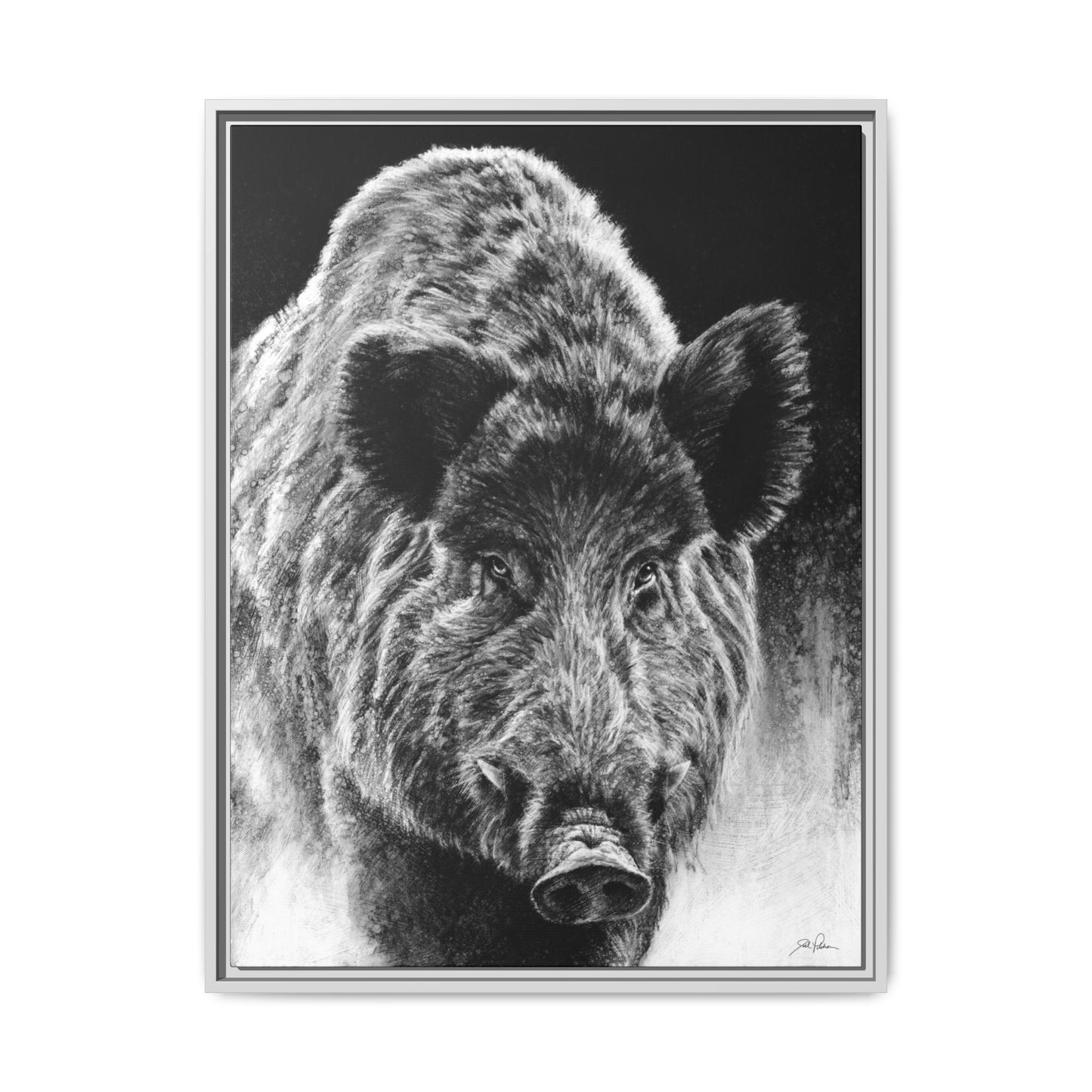 "Wild Boar" Framed Canvas