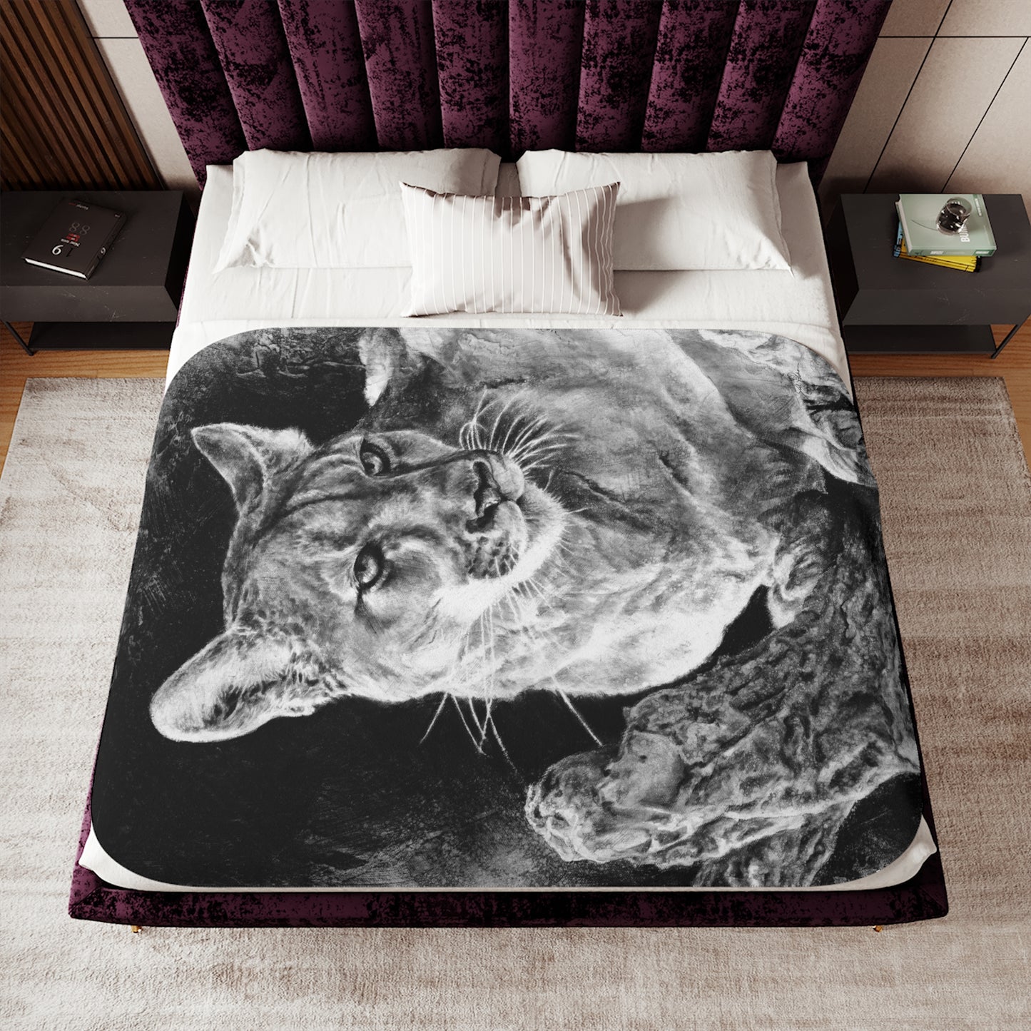 "Mountain Lion" Sherpa Blanket.