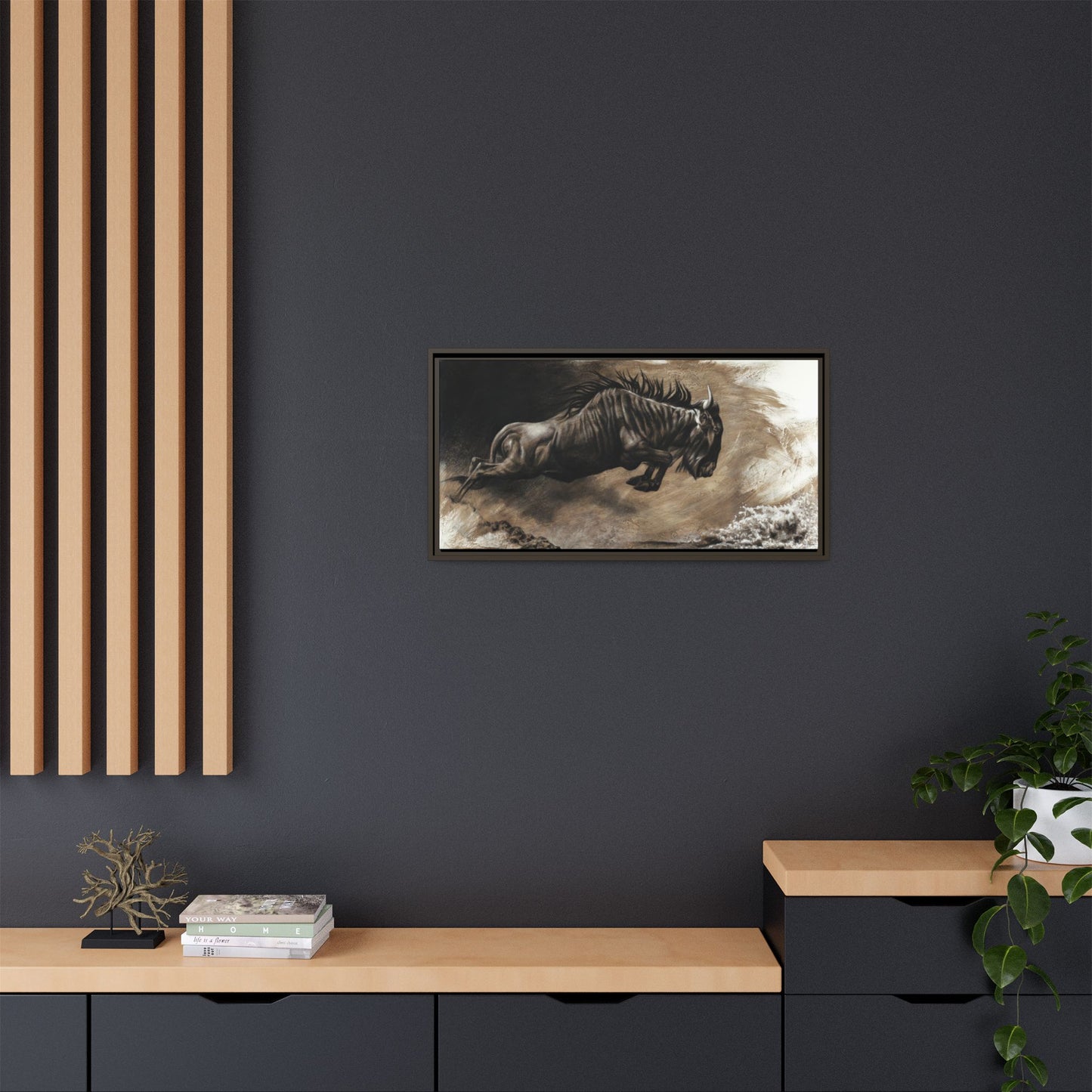 "Wildebeest" Framed Canvas
