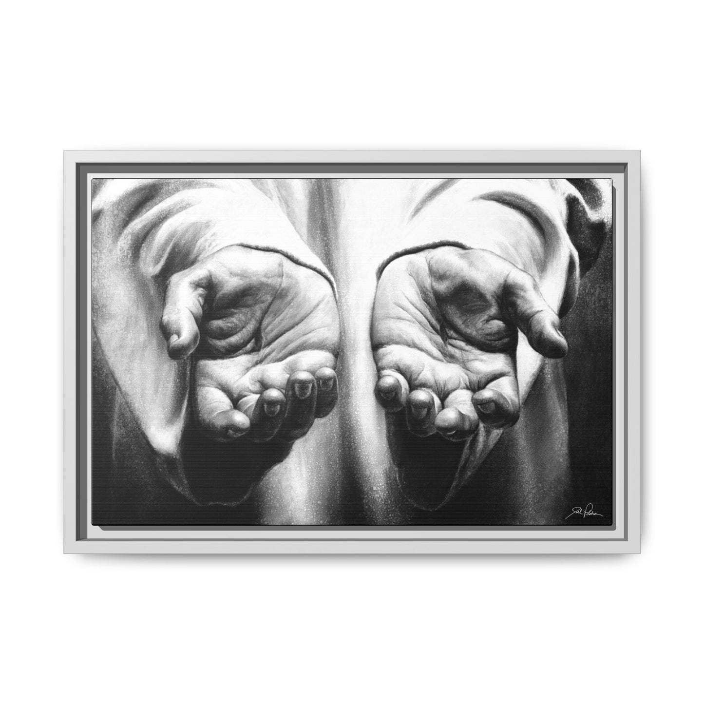 "His Hands" Framed Canvas