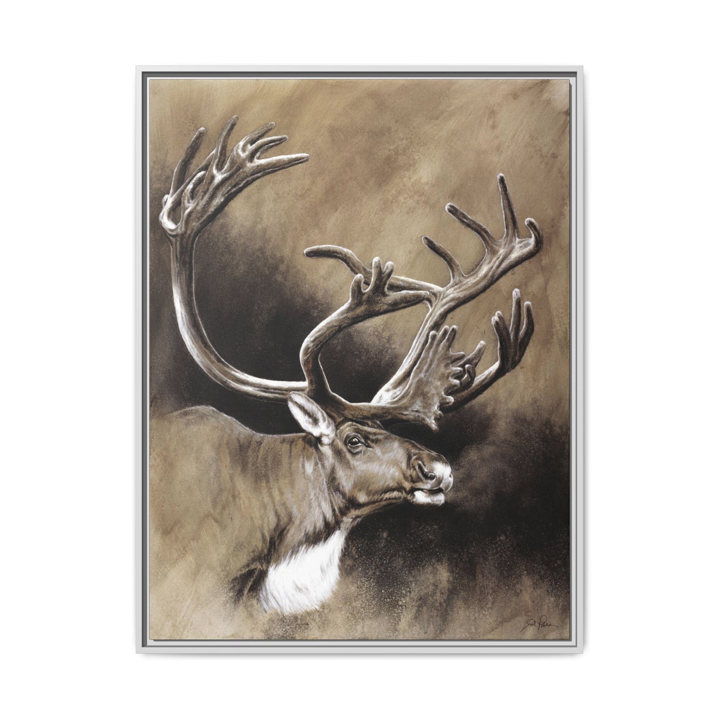 "Caribou" Framed Canvas