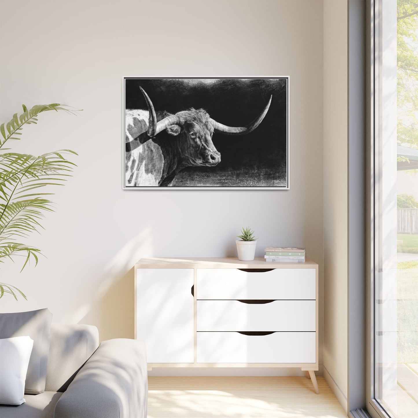 "Longhorn II" Framed Canvas