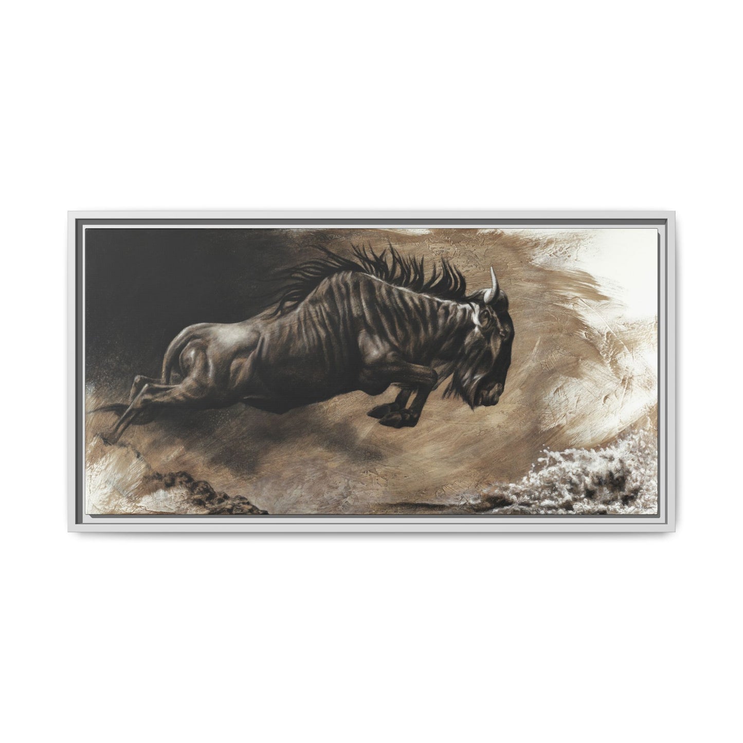 "Wildebeest" Framed Canvas