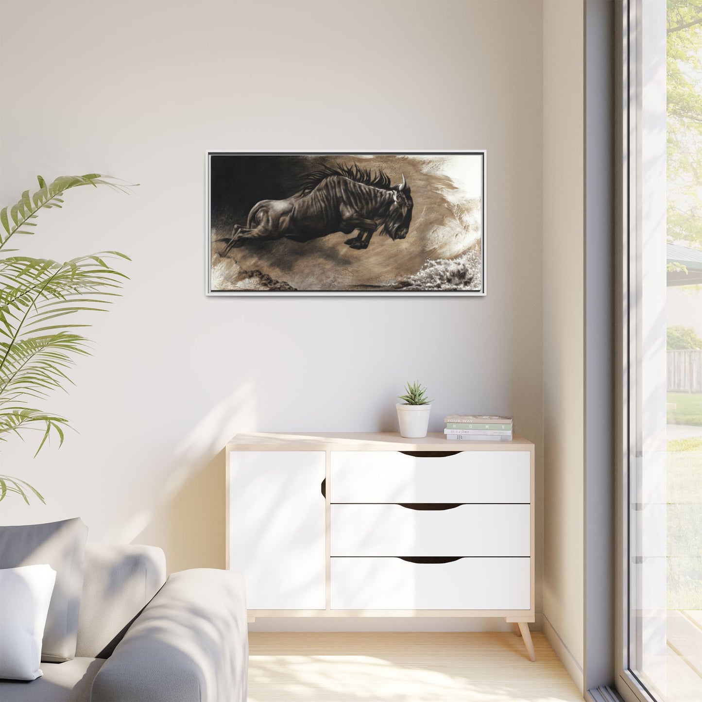 "Wildebeest" Framed Canvas