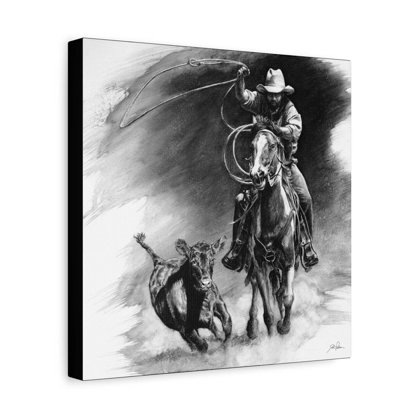 "Calf Roping" Stretched Canvas