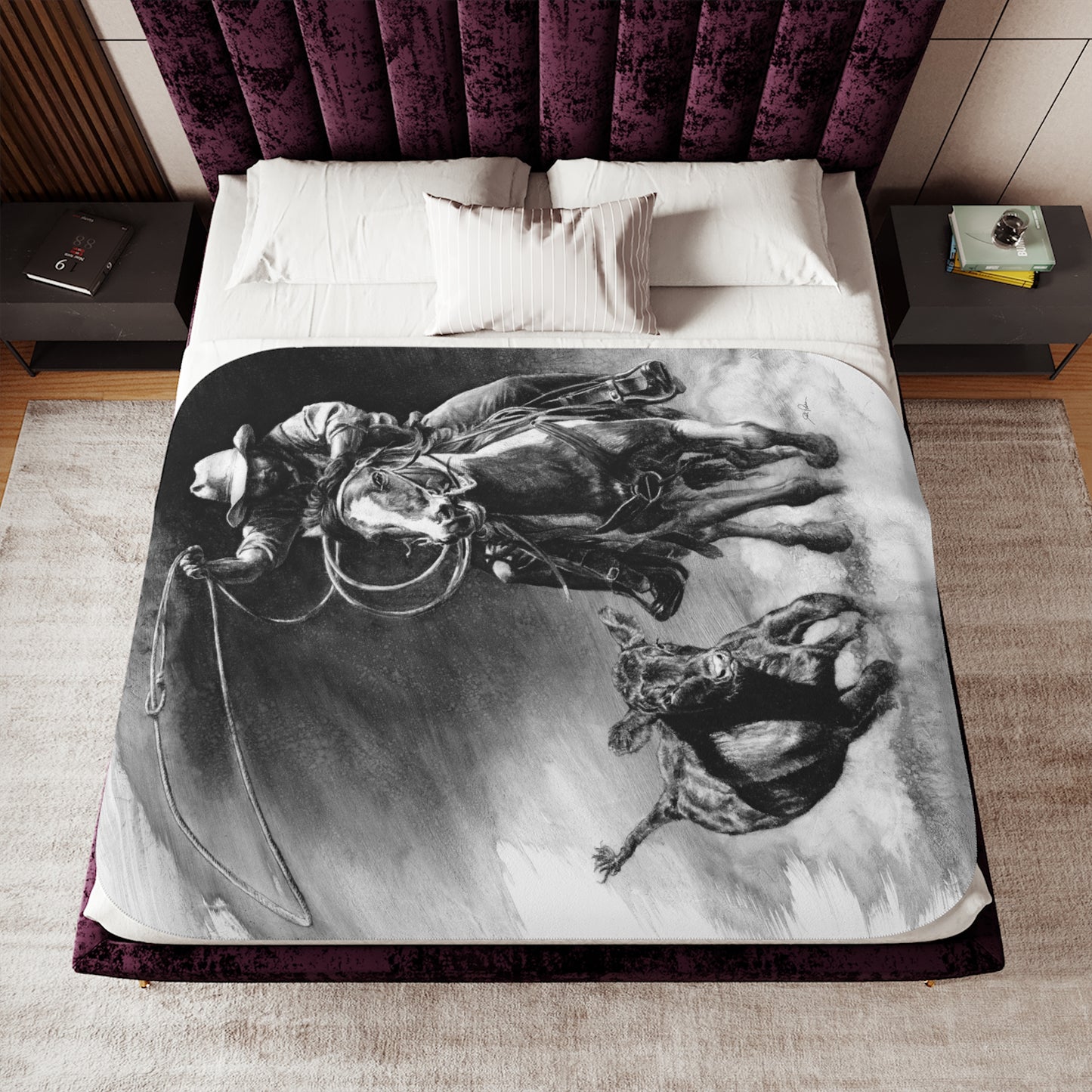 "Calf Roping" Sherpa Blanket.