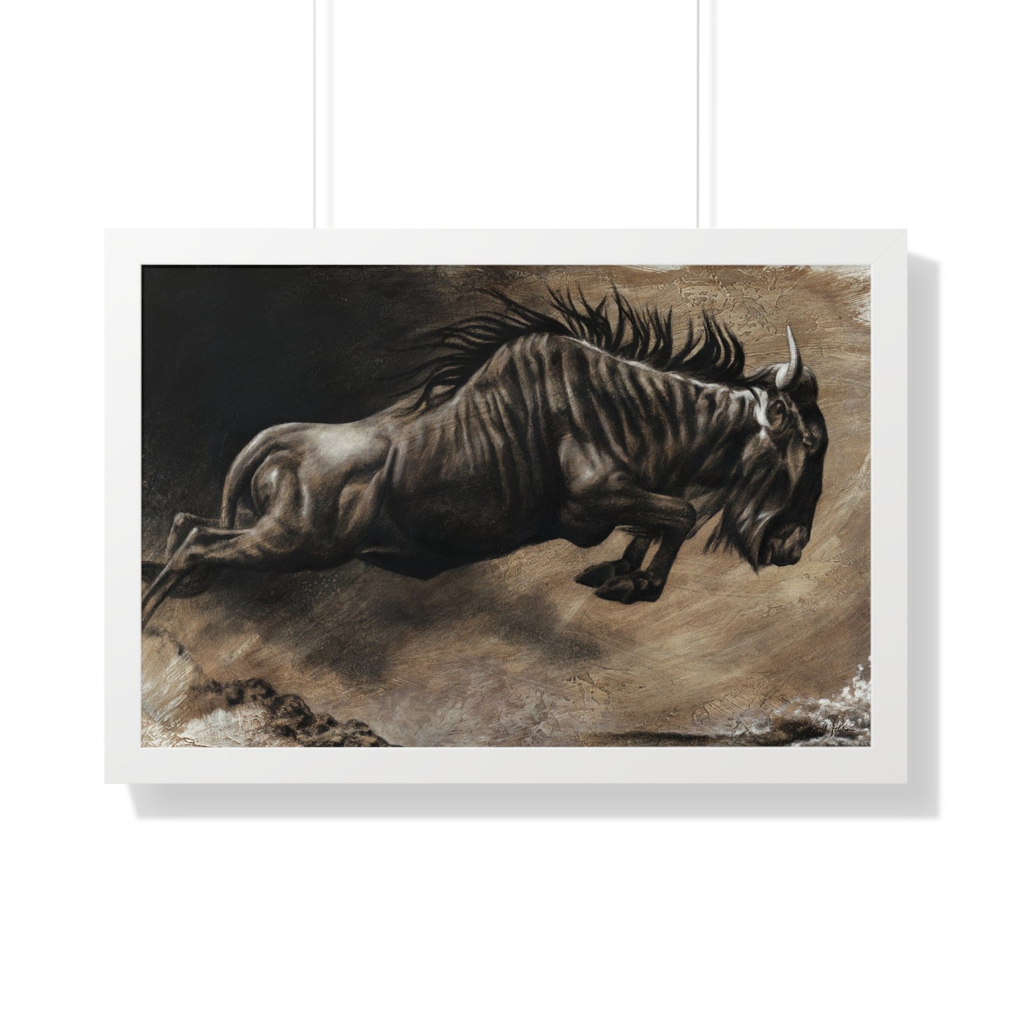 "Wildebeest" Framed Paper Print