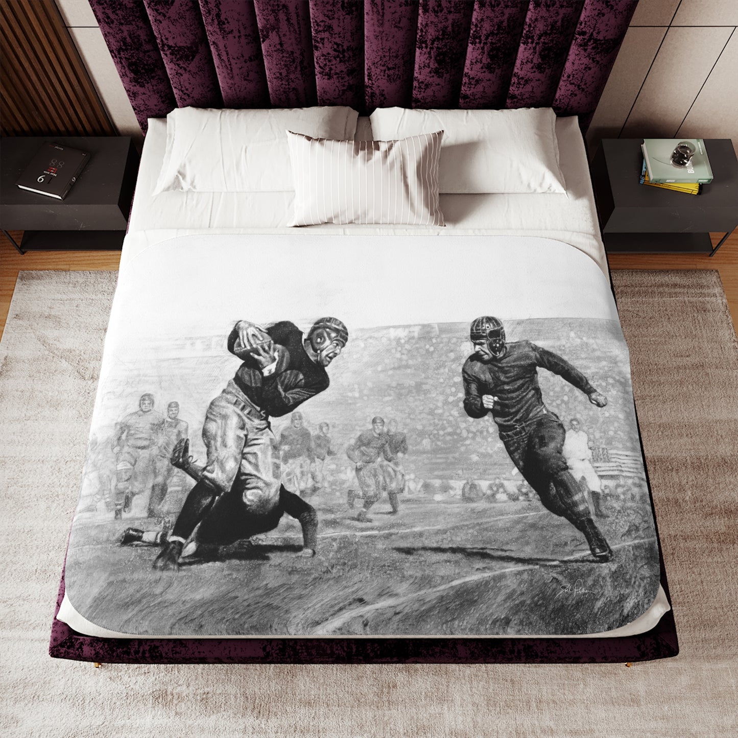 "Leatherheads" Sherpa Blanket.