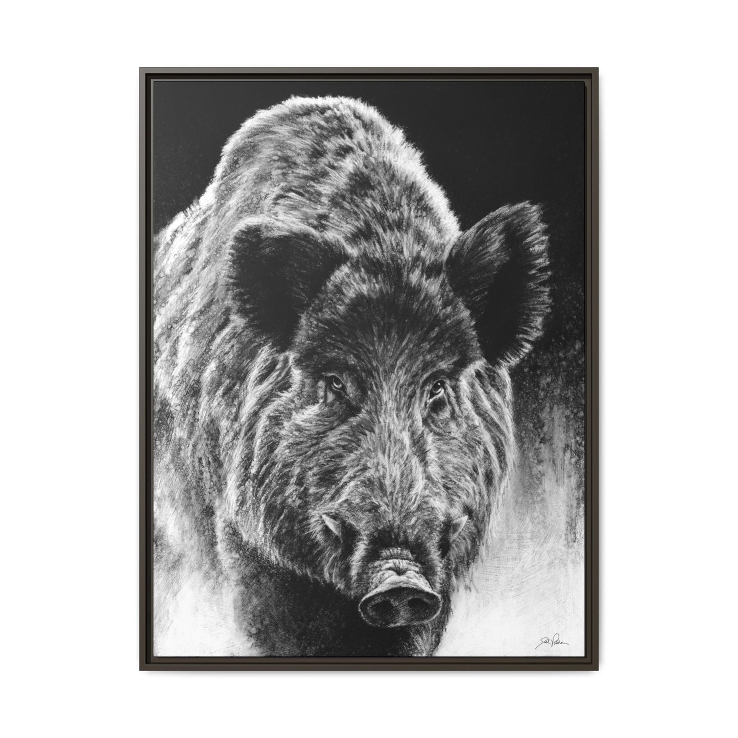 "Wild Boar" Framed Canvas