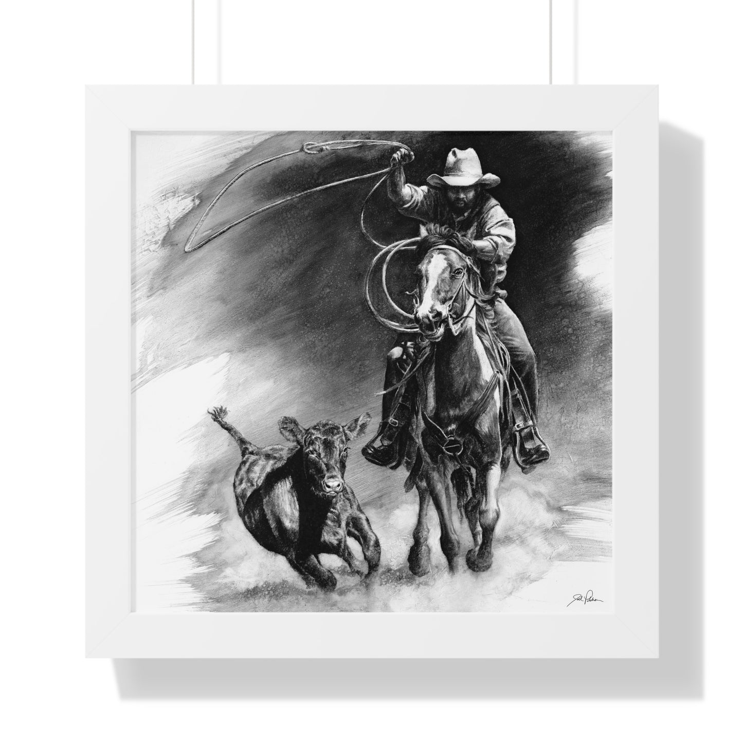 "Calf Roping" Framed Paper Print
