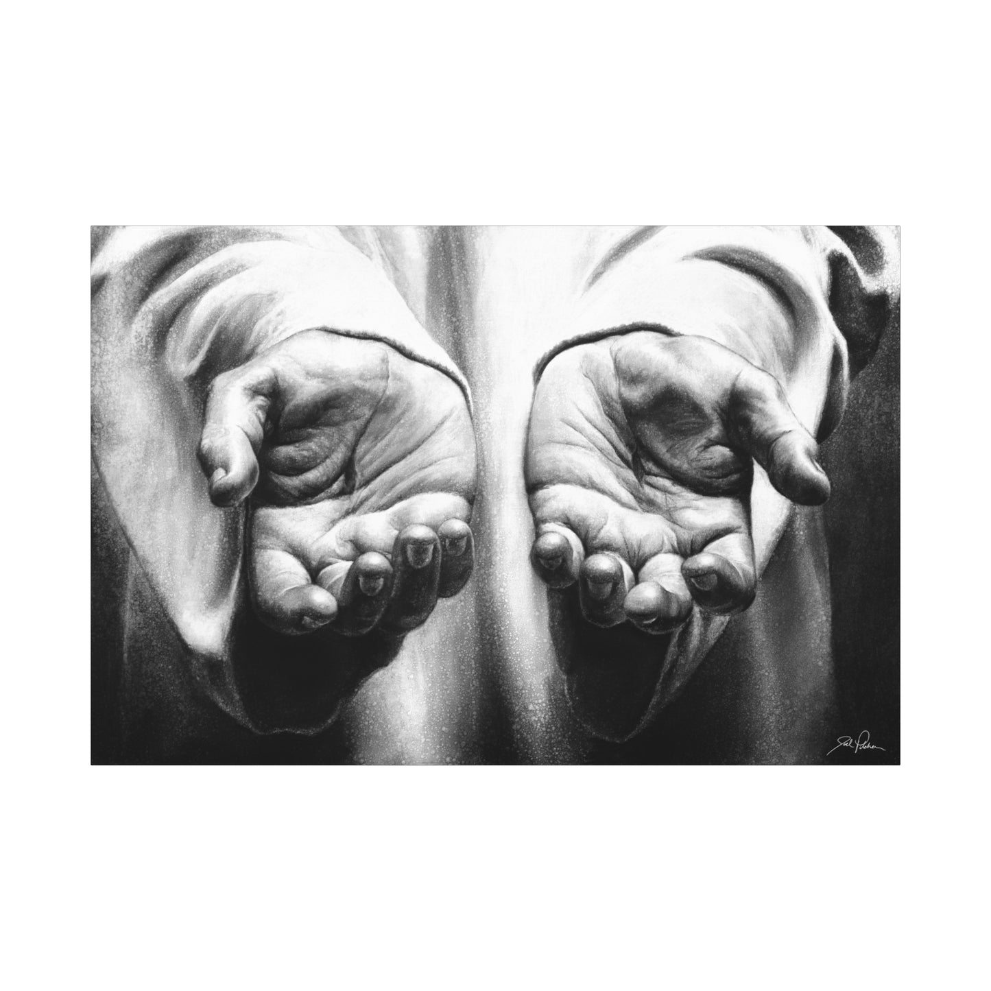"His Hands" Stretched Canvas