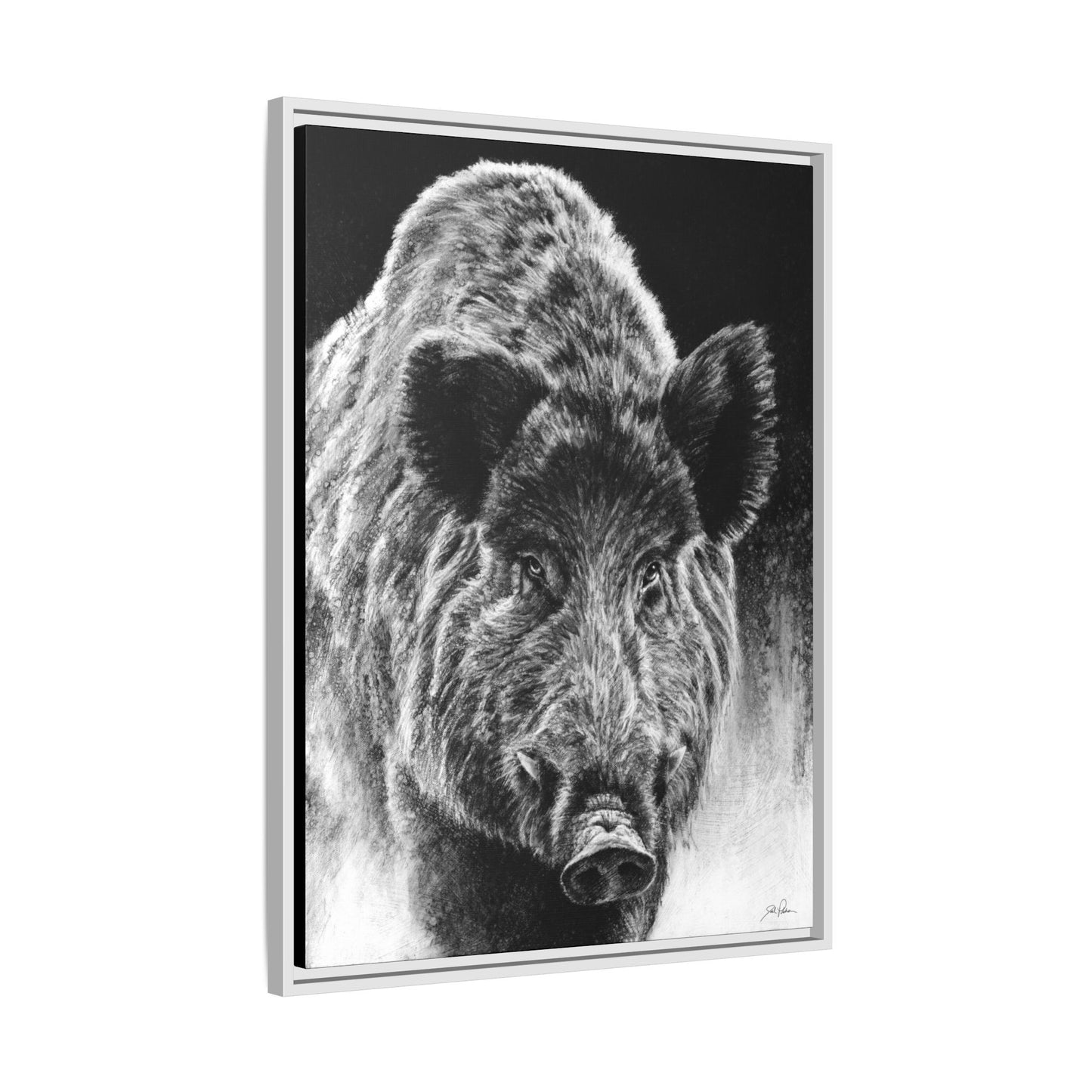 "Wild Boar" Framed Canvas