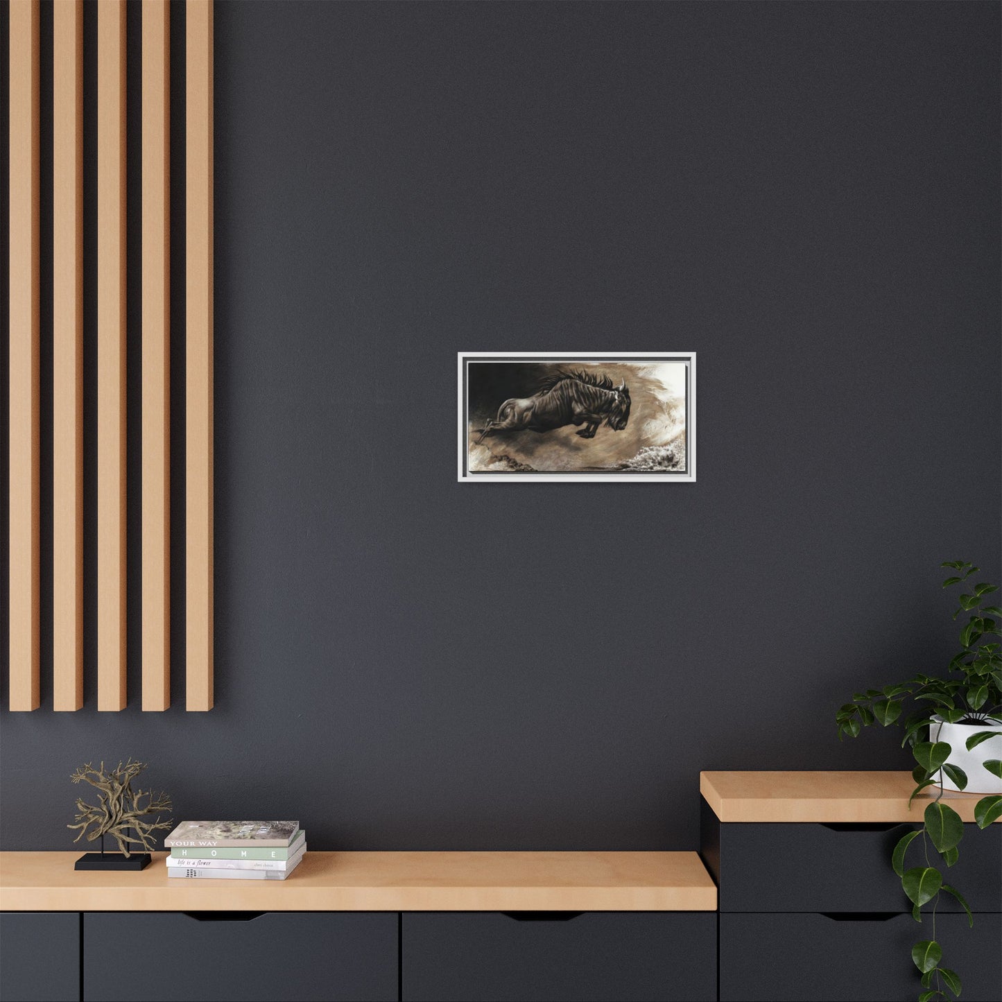 "Wildebeest" Framed Canvas