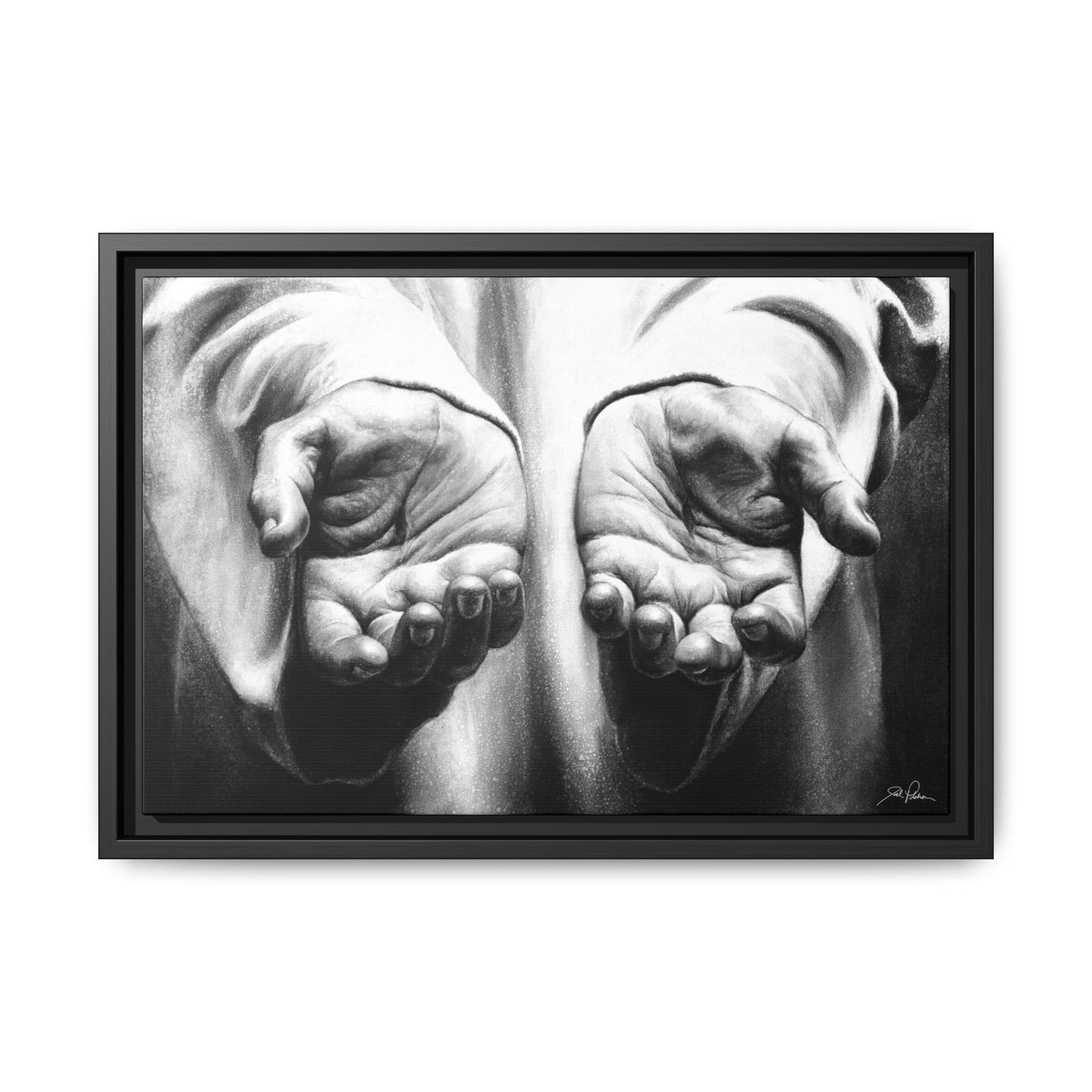 "His Hands" Framed Canvas