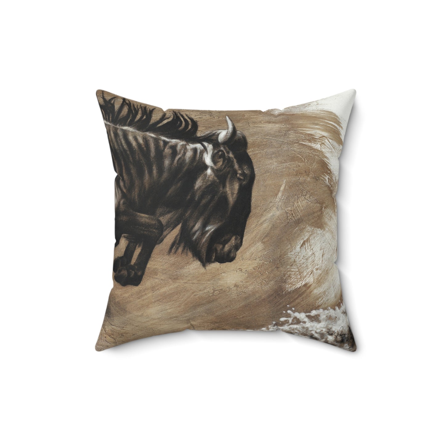"Wildebeest" Square Pillow.