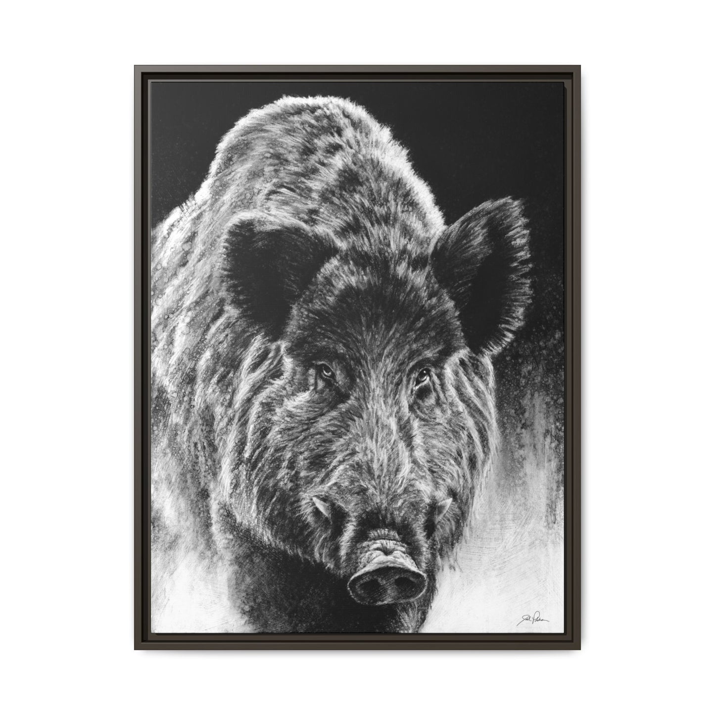 "Wild Boar" Framed Canvas