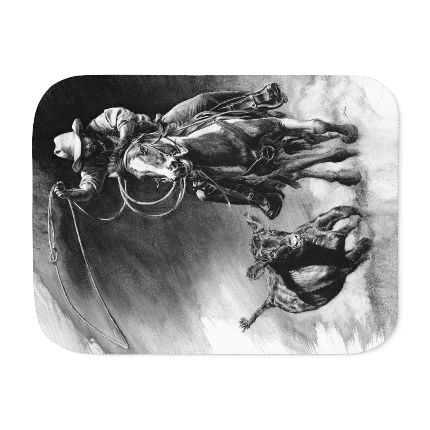 "Calf Roping" Sherpa Blanket.