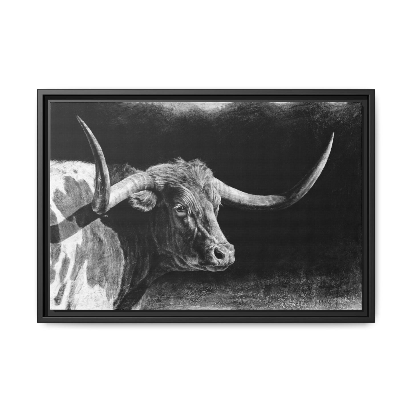 "Longhorn II" Framed Canvas