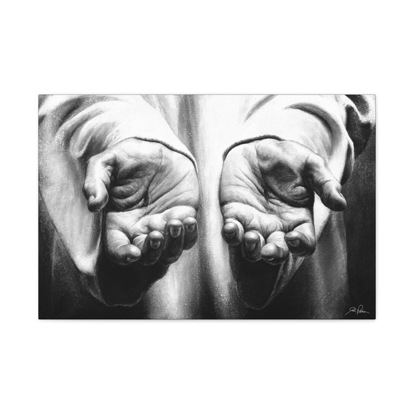 "His Hands" Stretched Canvas