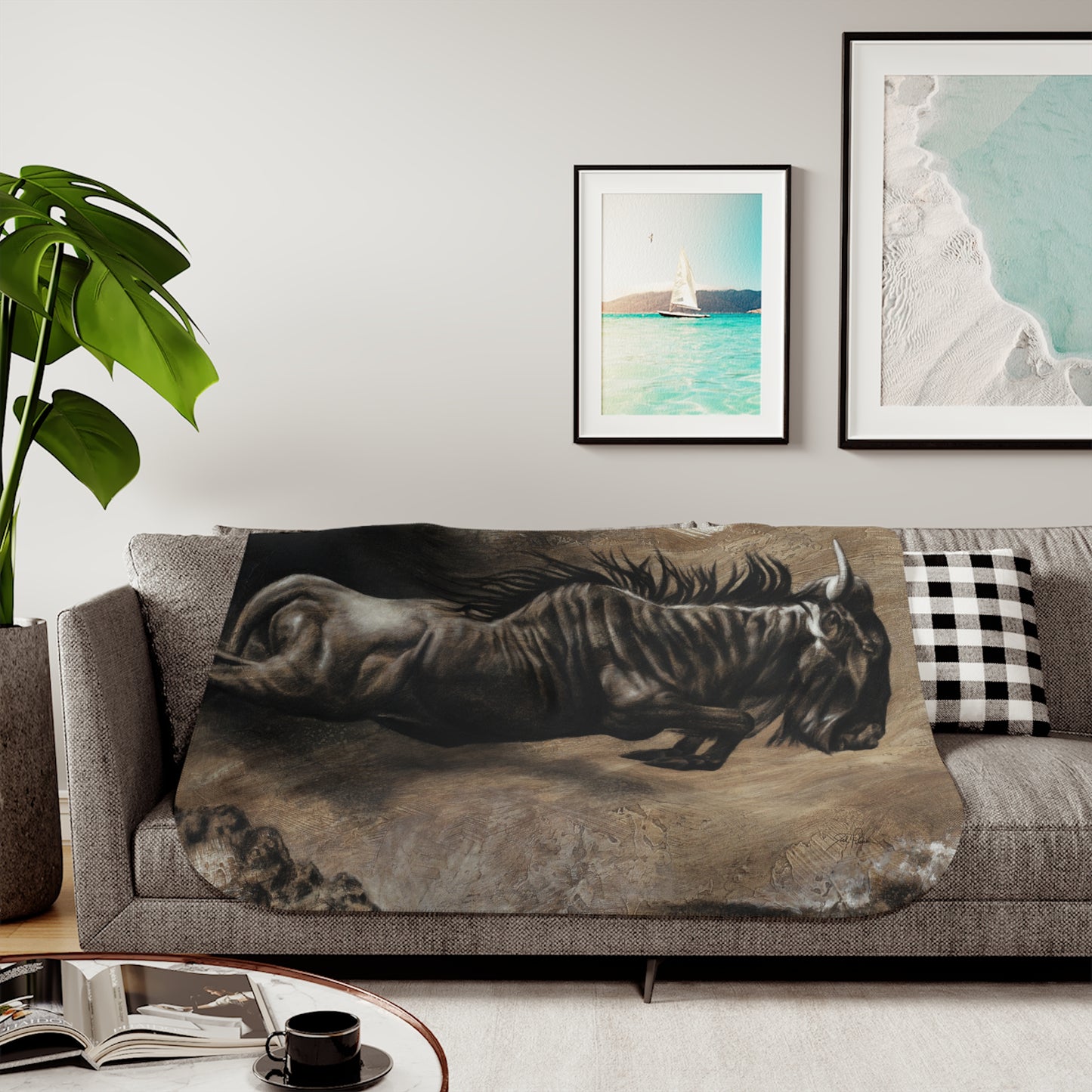 "Wildebeest" Sherpa Blanket.