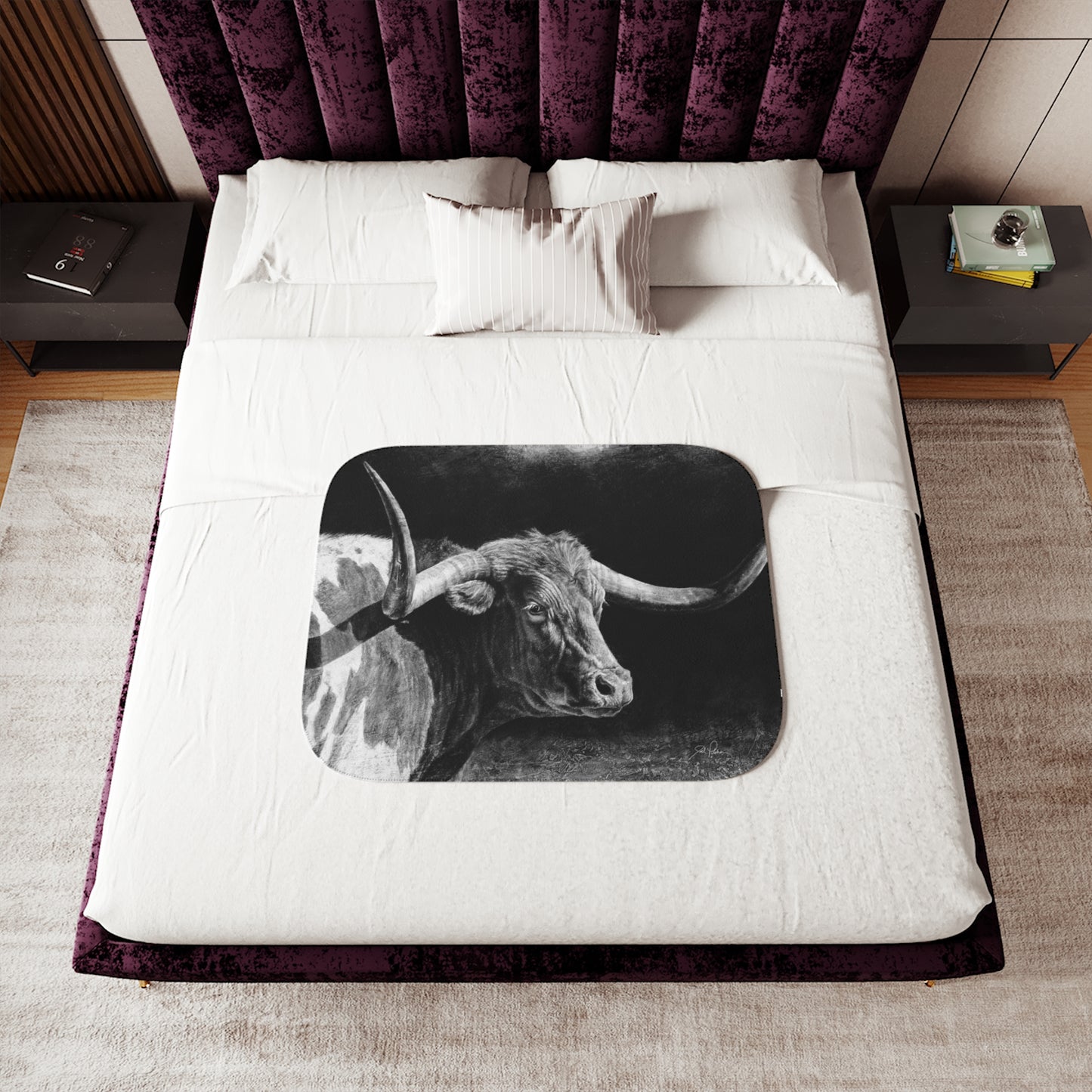 "Longhorn II" Sherpa Blanket.
