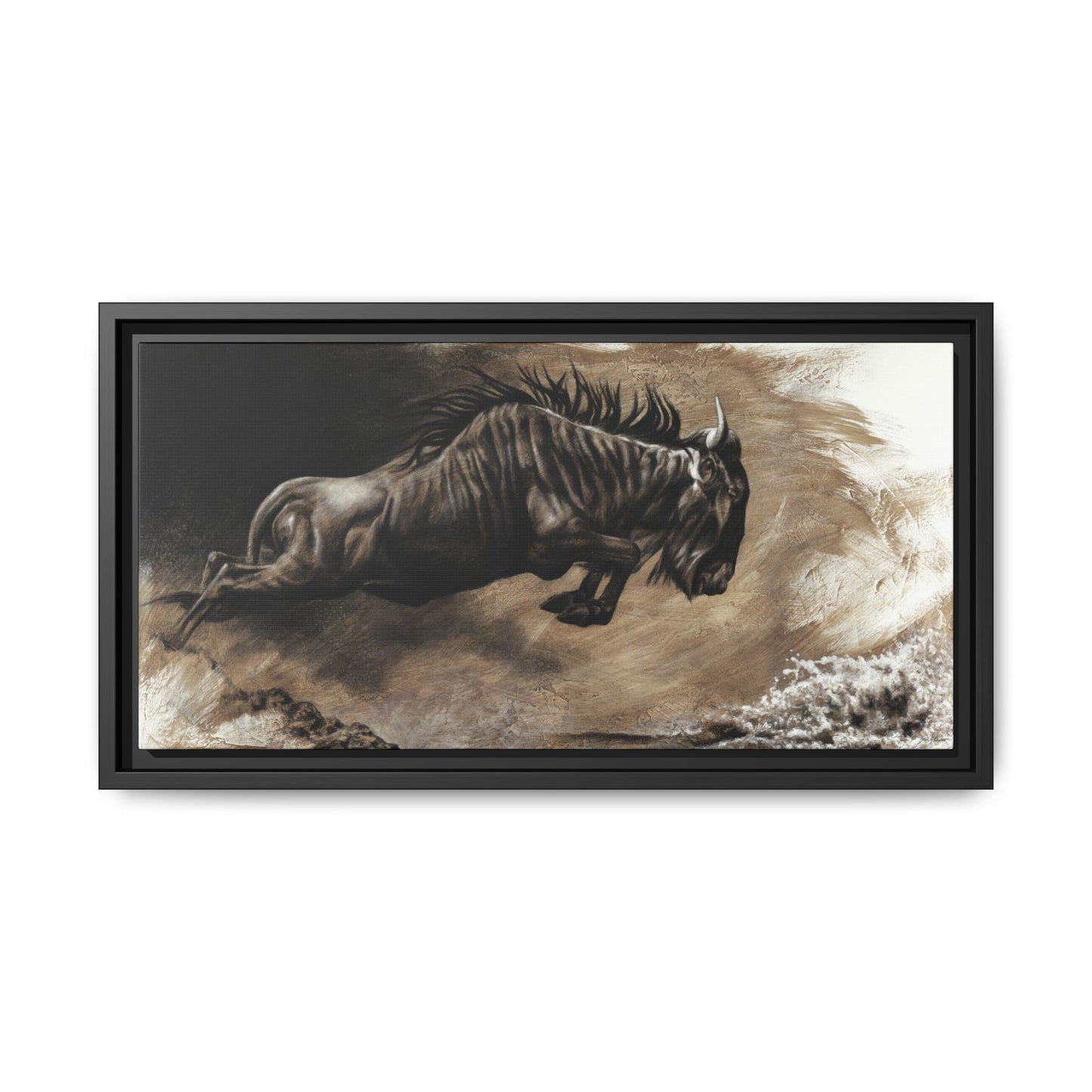 "Wildebeest" Framed Canvas