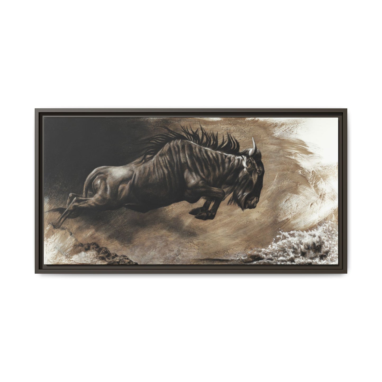 "Wildebeest" Framed Canvas