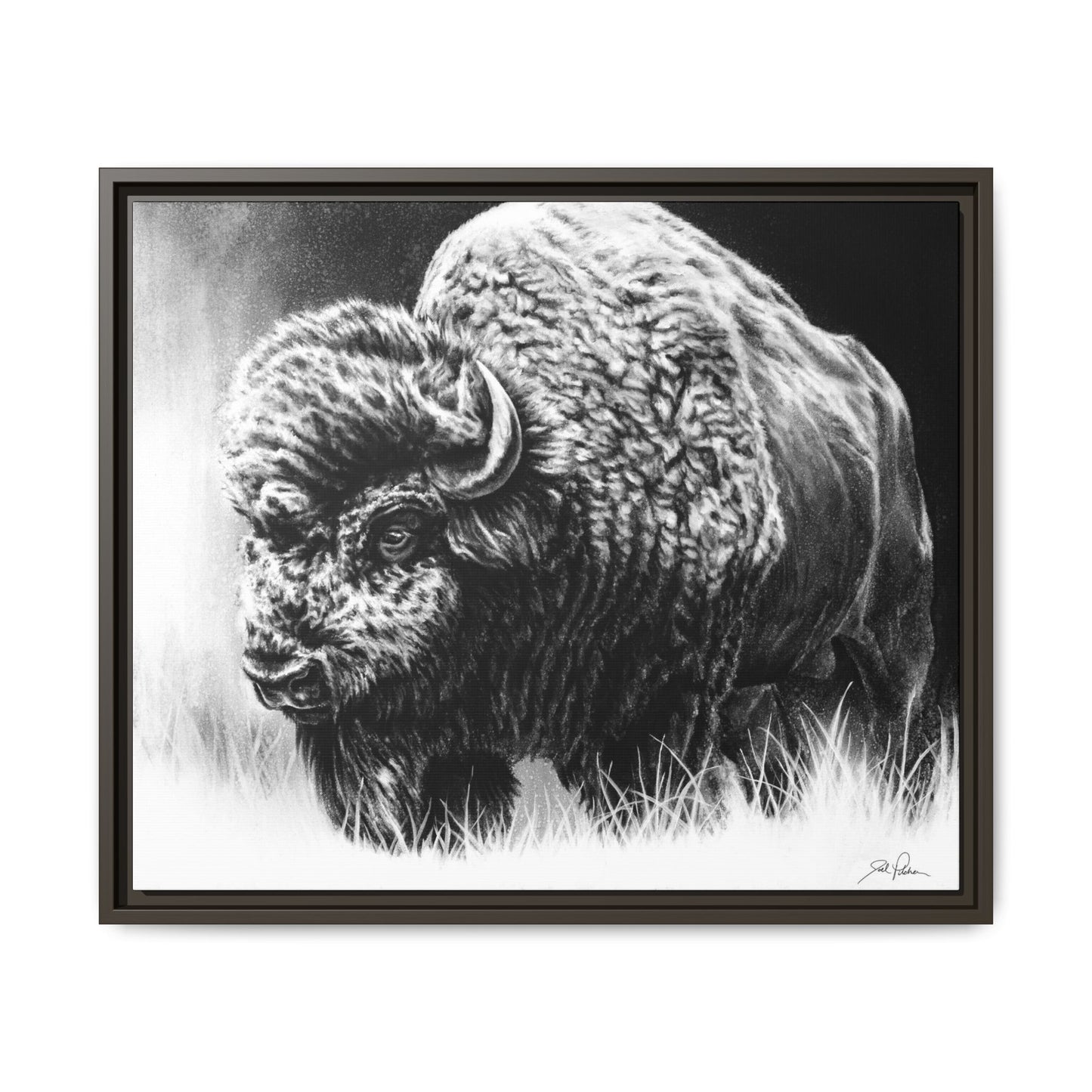 "Bull Dozer" Framed Canvas