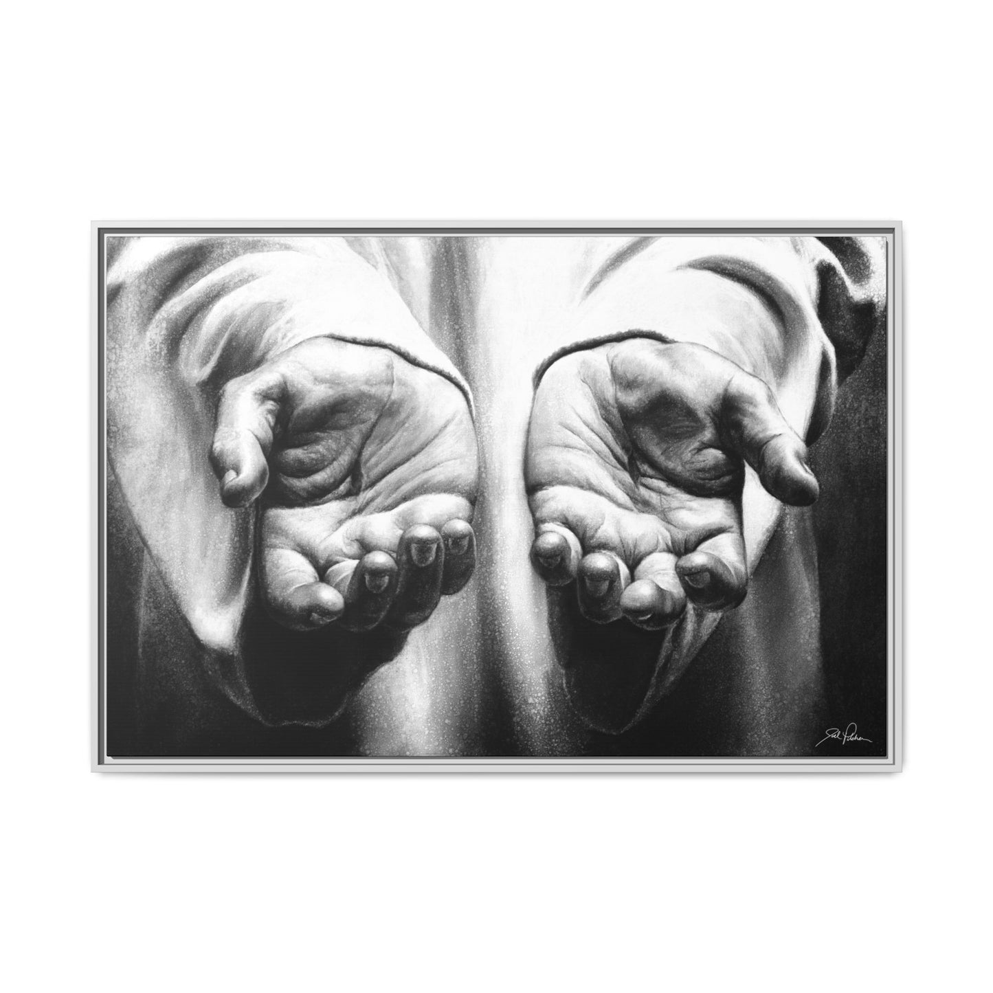 "His Hands" Framed Canvas