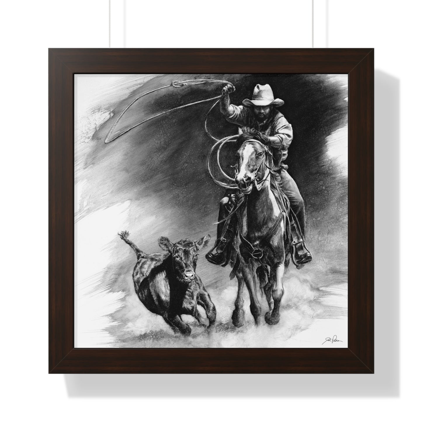 "Calf Roping" Framed Paper Print