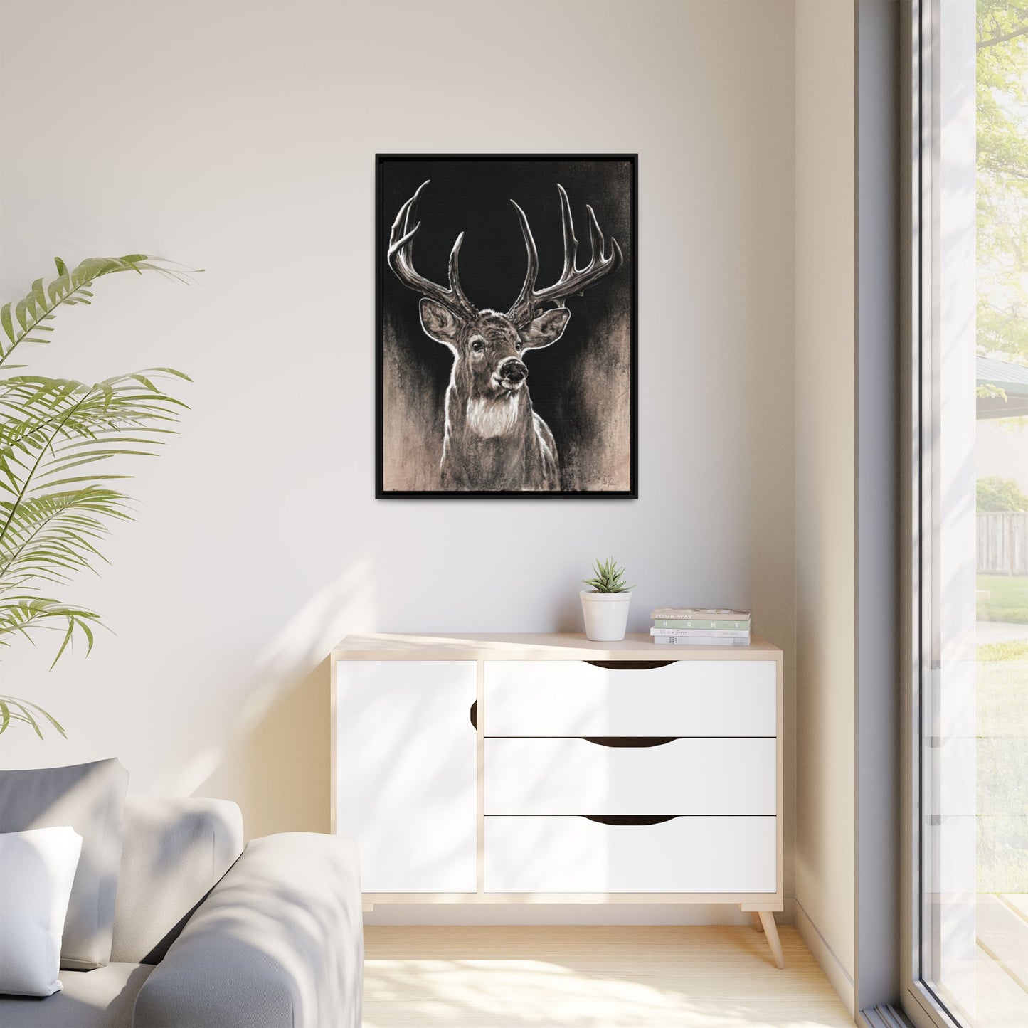 "Backlit Buck" Framed Canvas