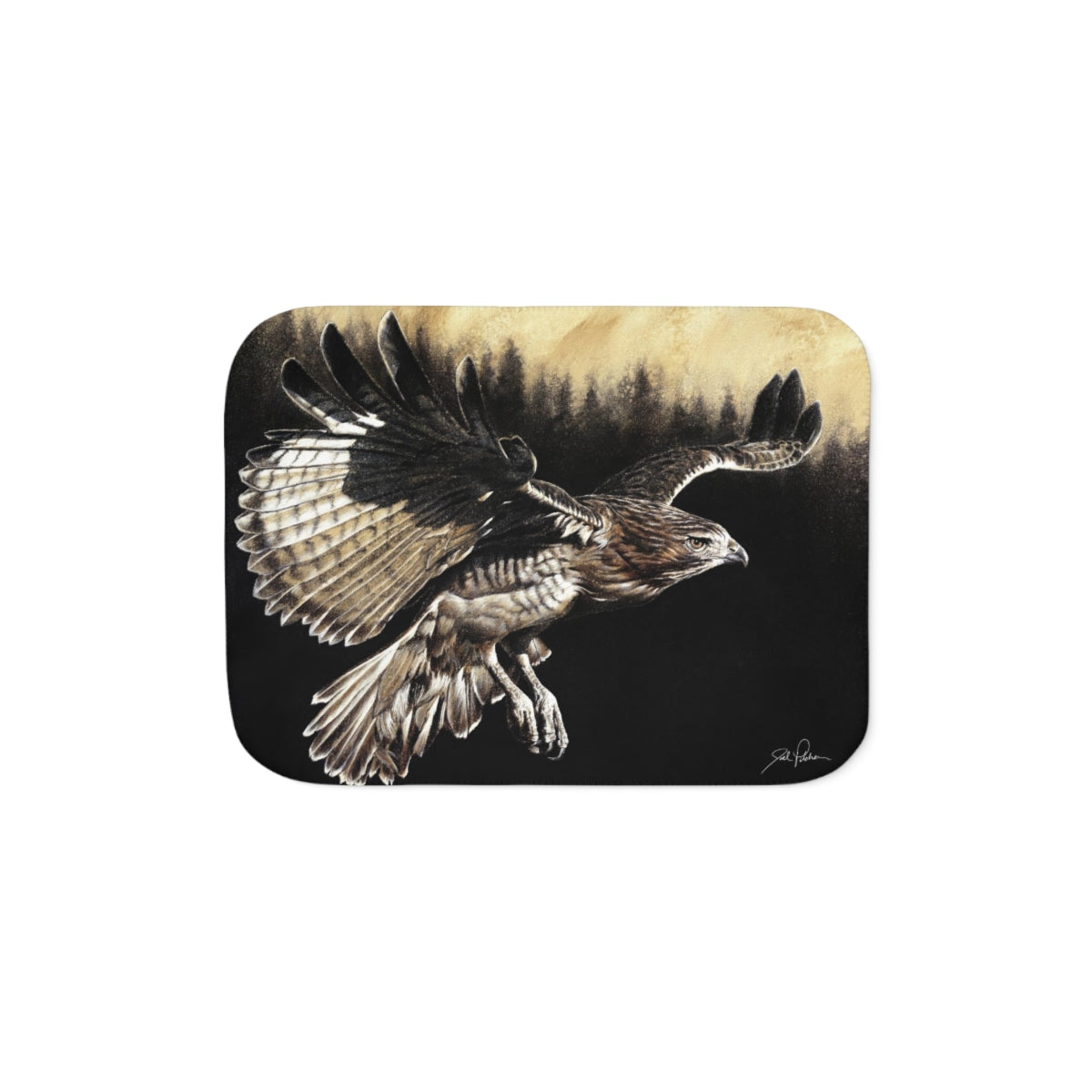 "Red Tailed Hawk" Sherpa Blanket