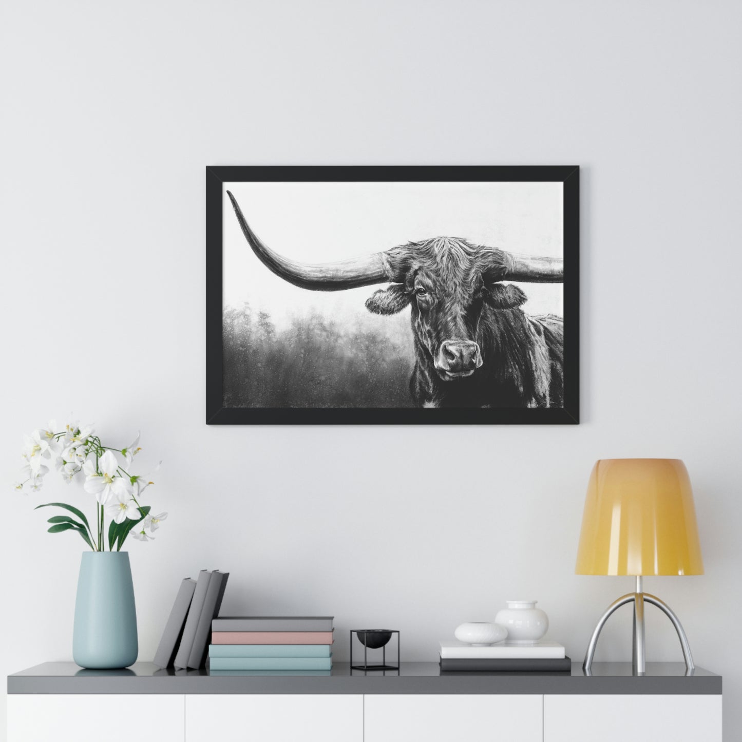 "Long Horn" Framed Paper Print