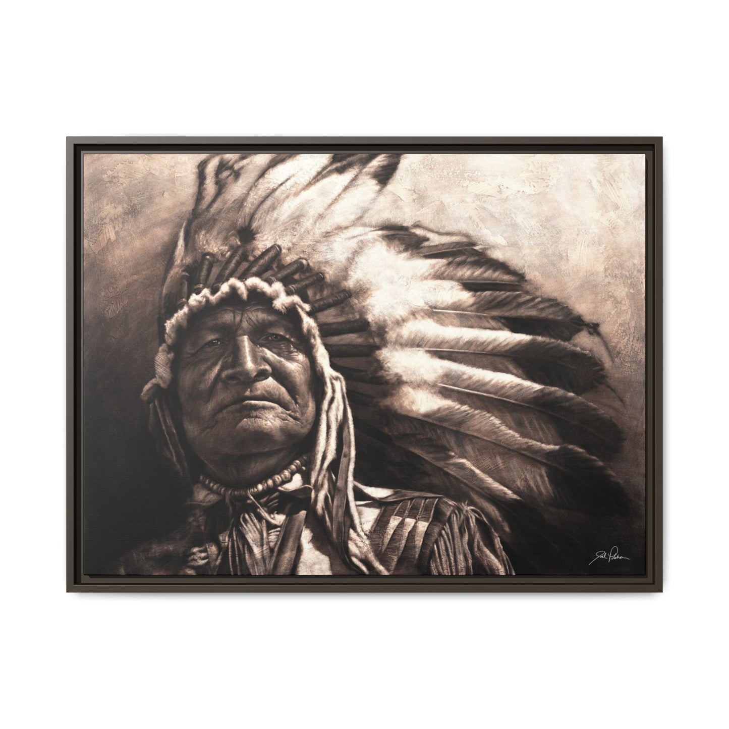 "Sitting Bear" Framed Canvas