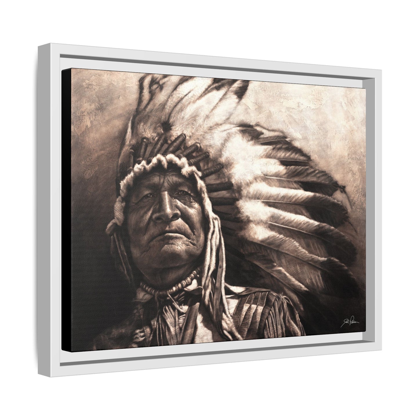 "Sitting Bear" Framed Canvas