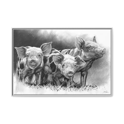 "Pig Tales" Framed Canvas