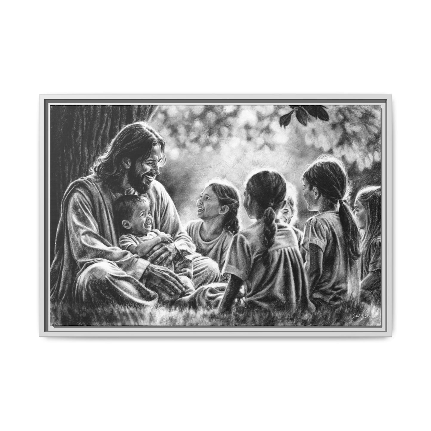 "Bless the Little Ones" Framed Canvas