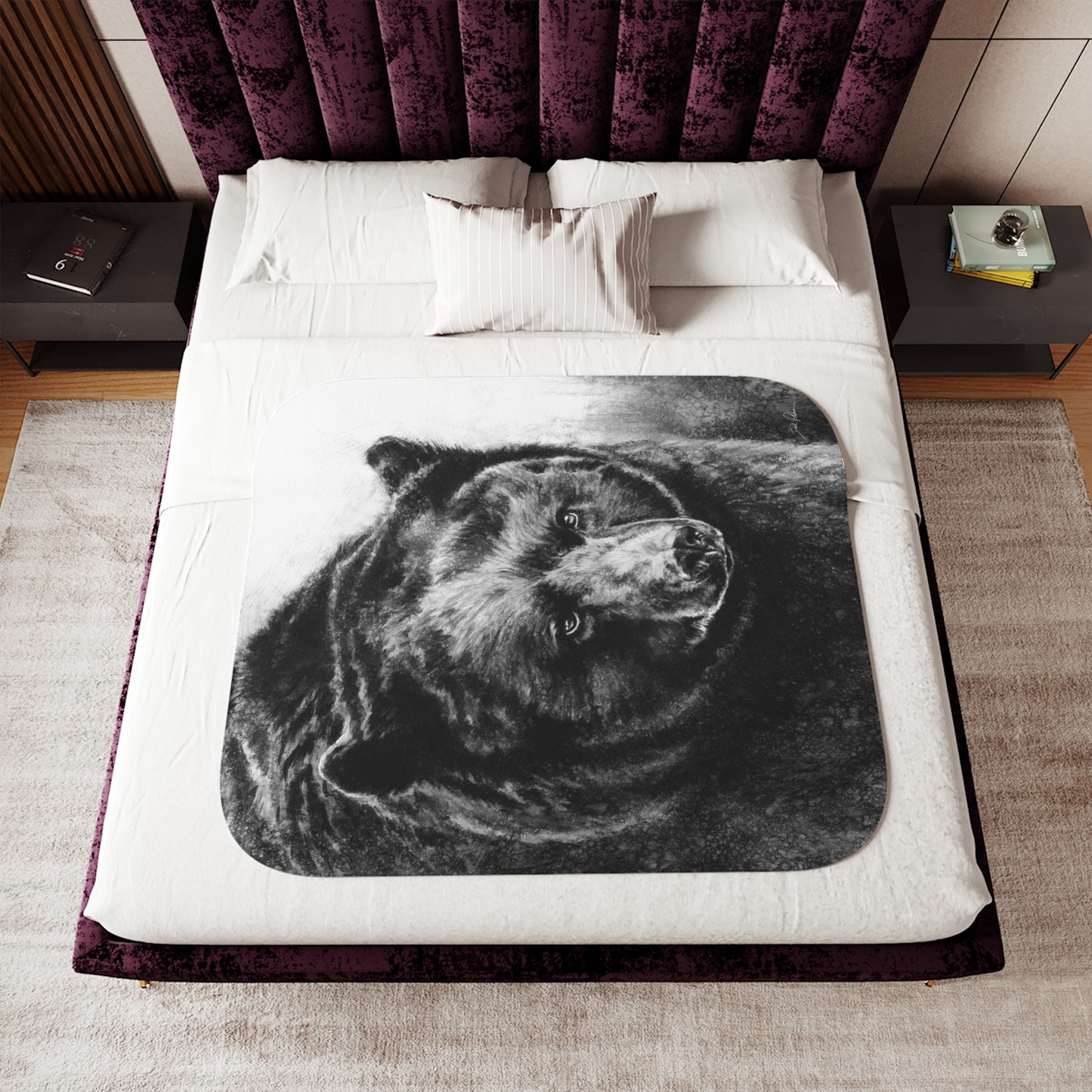 "Black Bear" Sherpa Blanket.