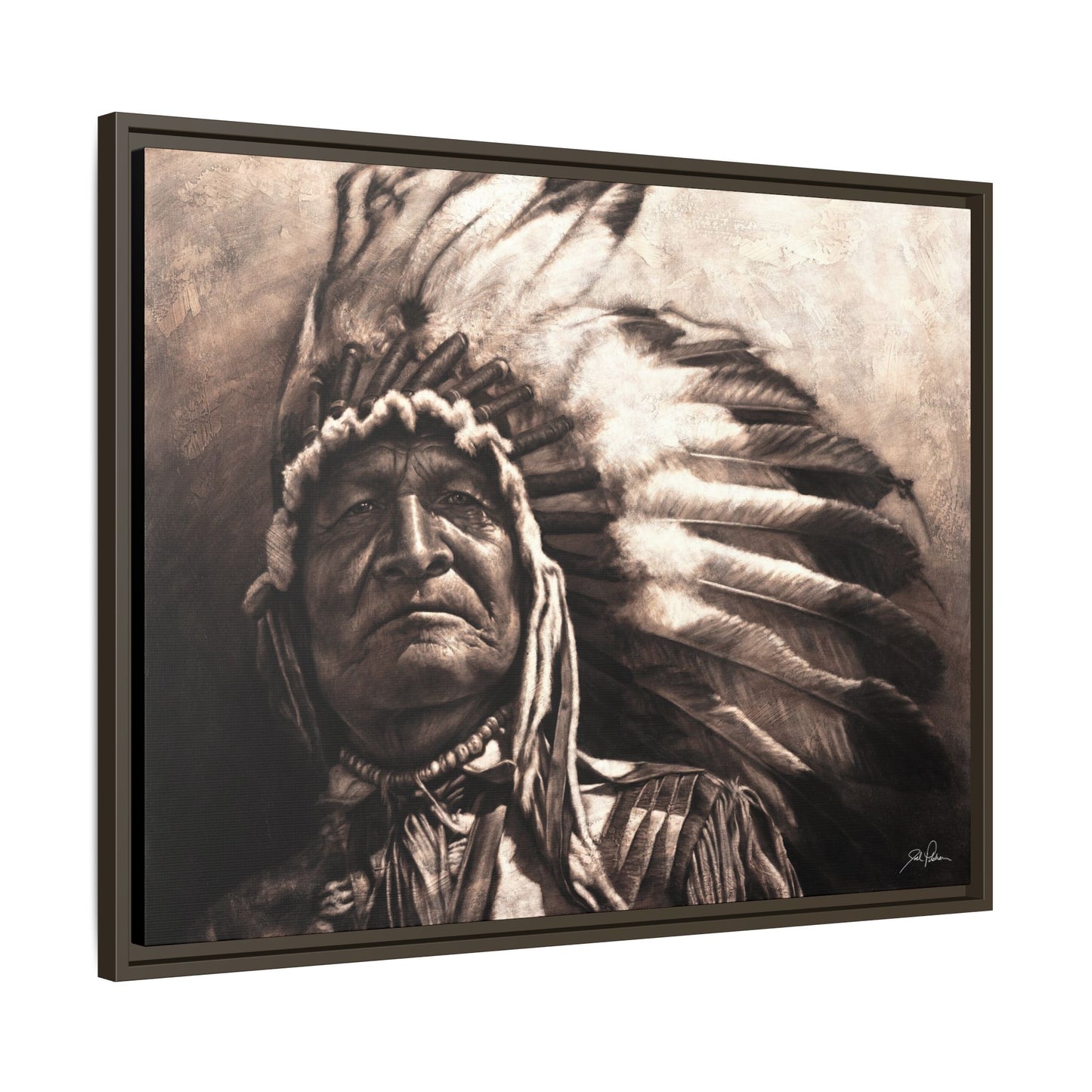 "Sitting Bear" Framed Canvas