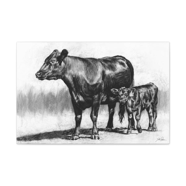 "Mama Cow & Calf" Gallery Wrapped Canvas