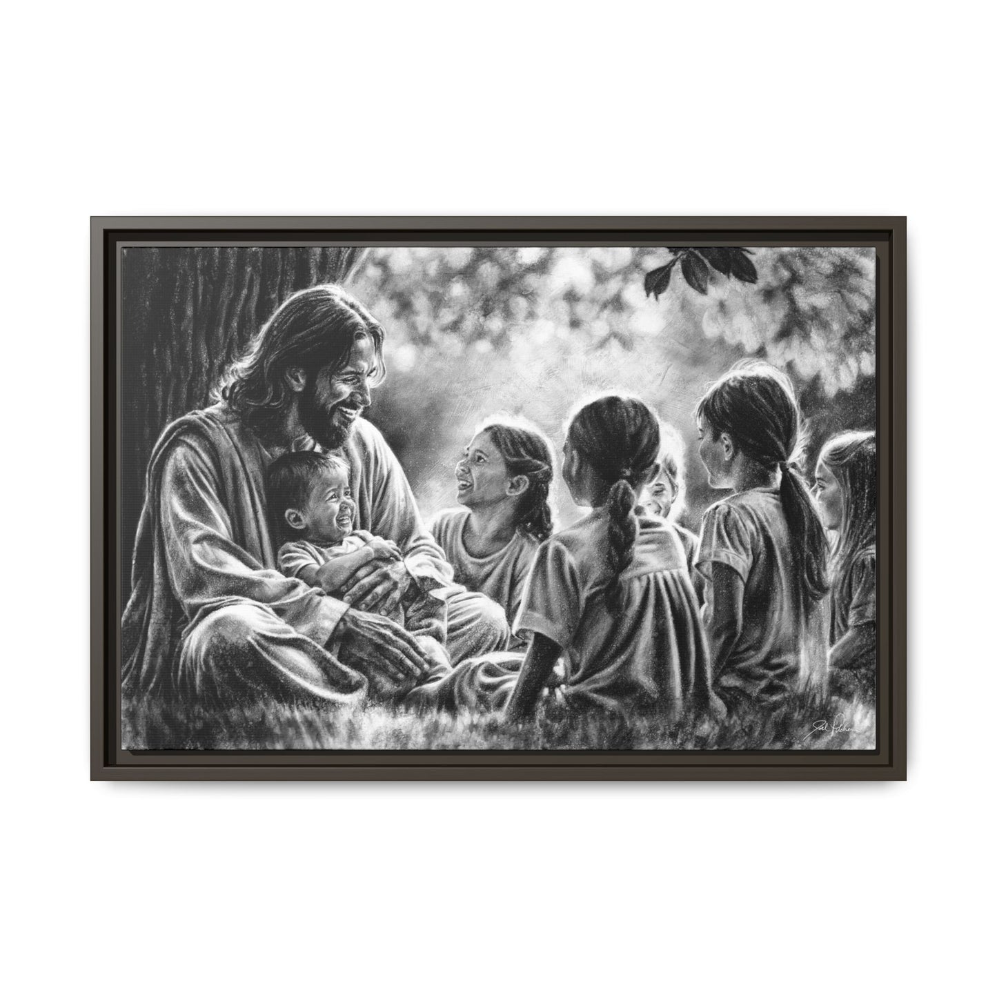 "Bless the Little Ones" Framed Canvas