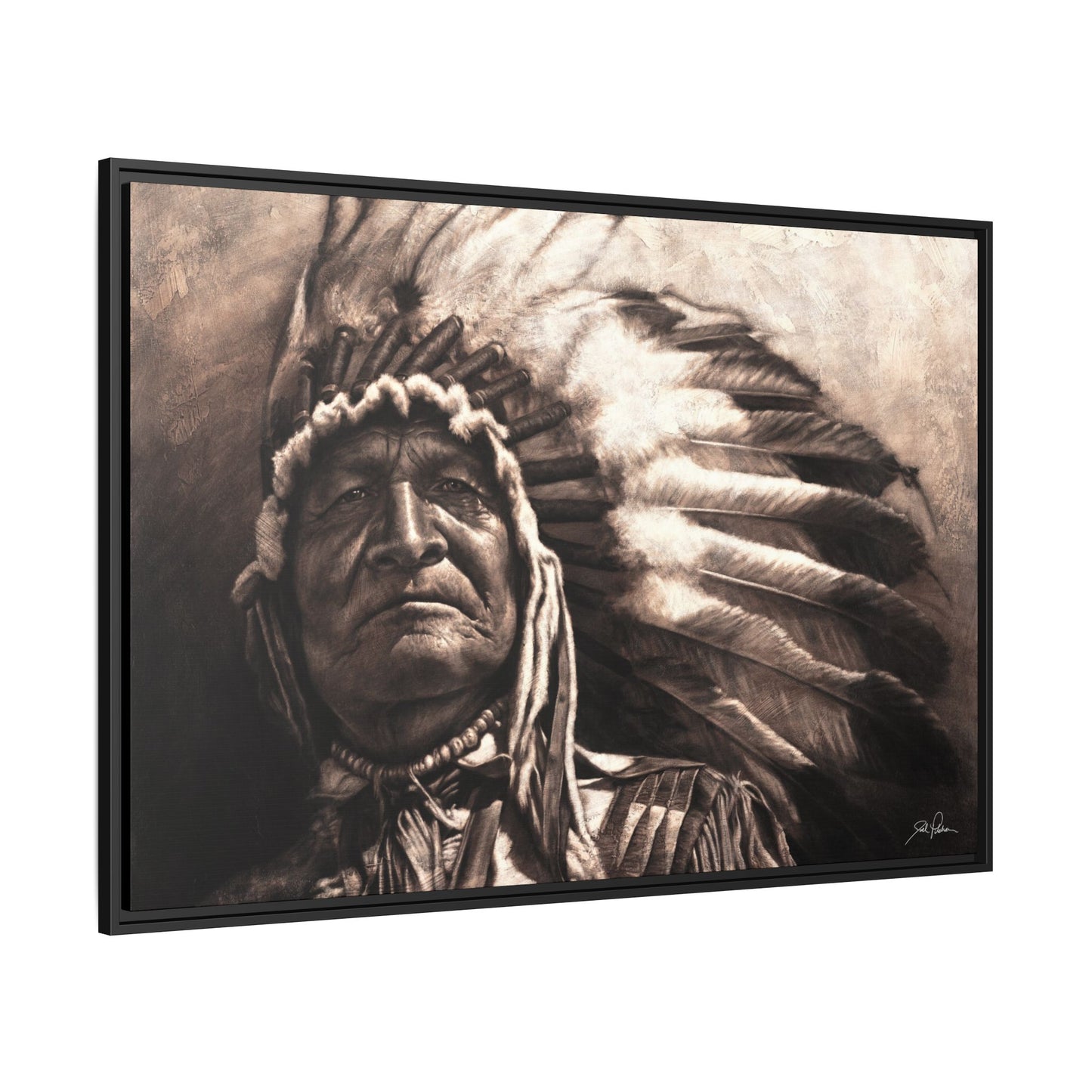 "Sitting Bear" Framed Canvas